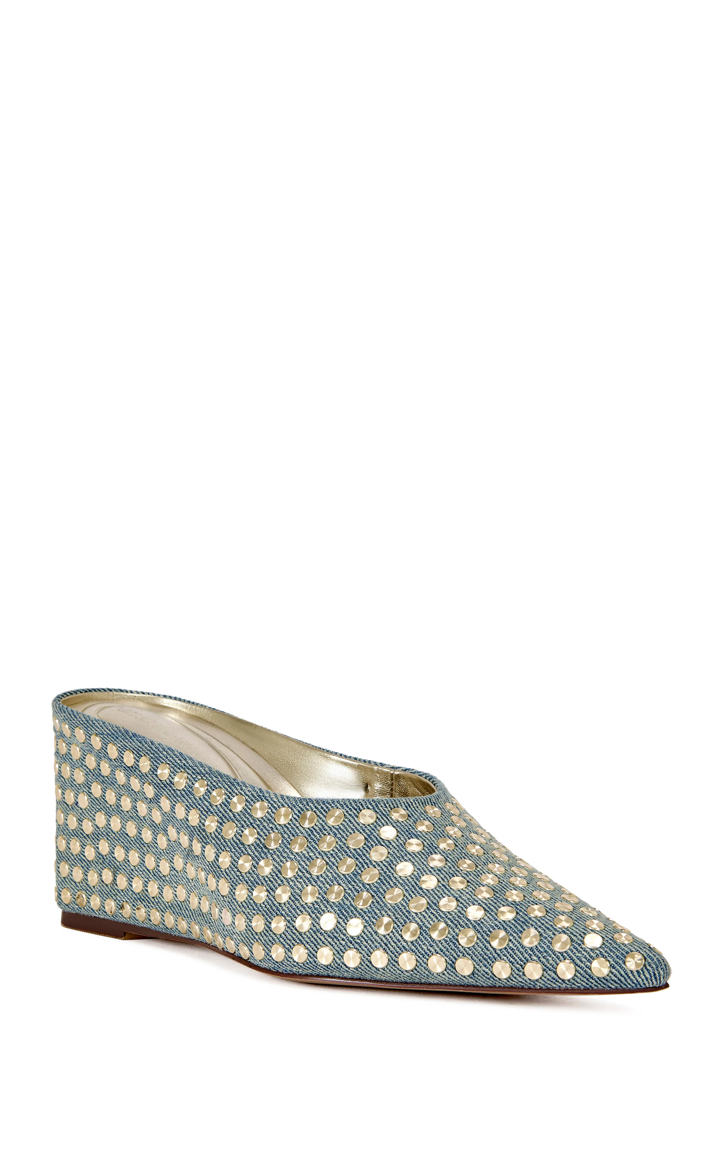 NEIZA-DENIM STUDDED WEDGE PUMP - Image 2