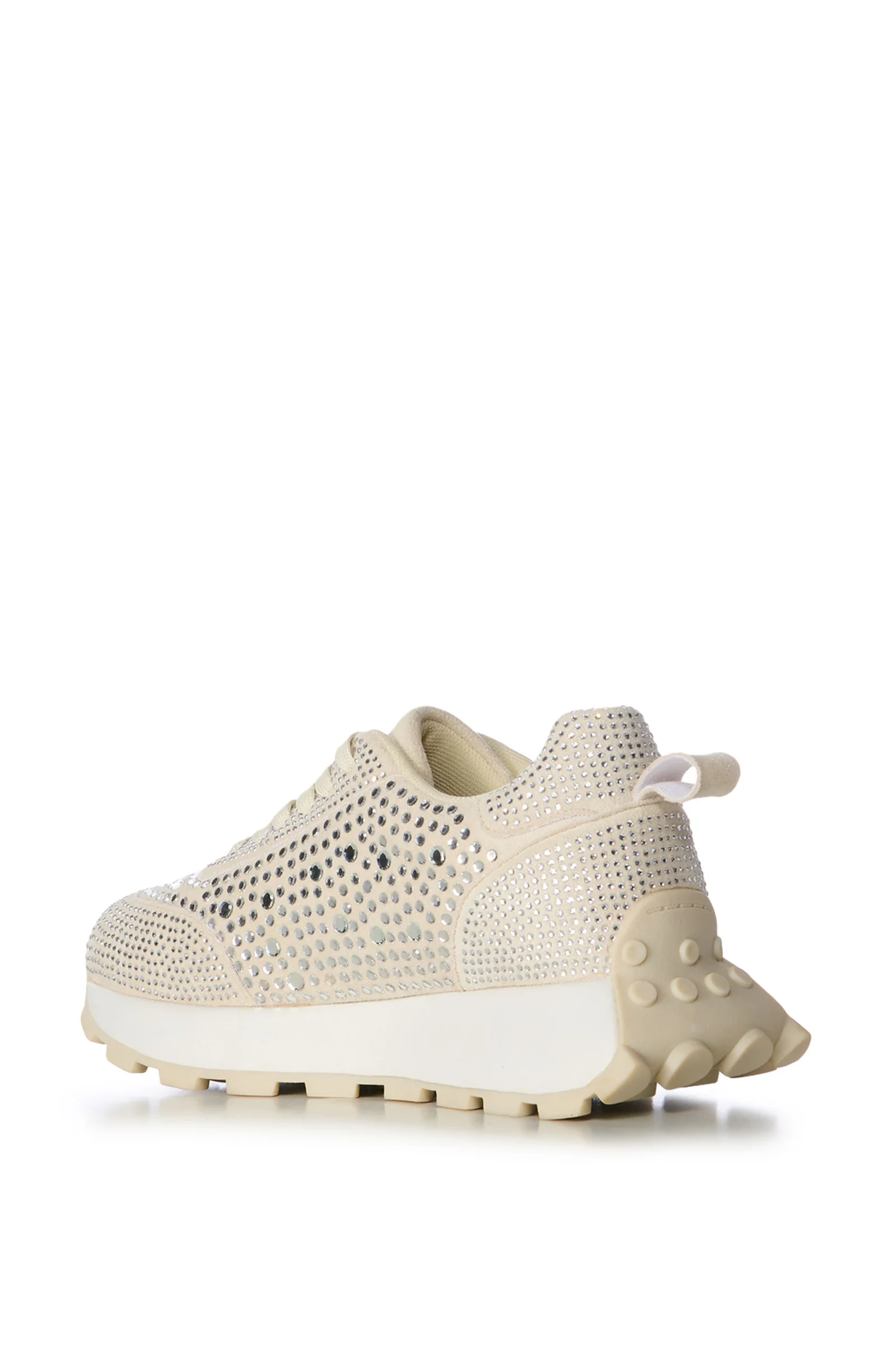 NIKOLE-BEIGE RHINESTONE LACE UP SNEAKER - Image 3