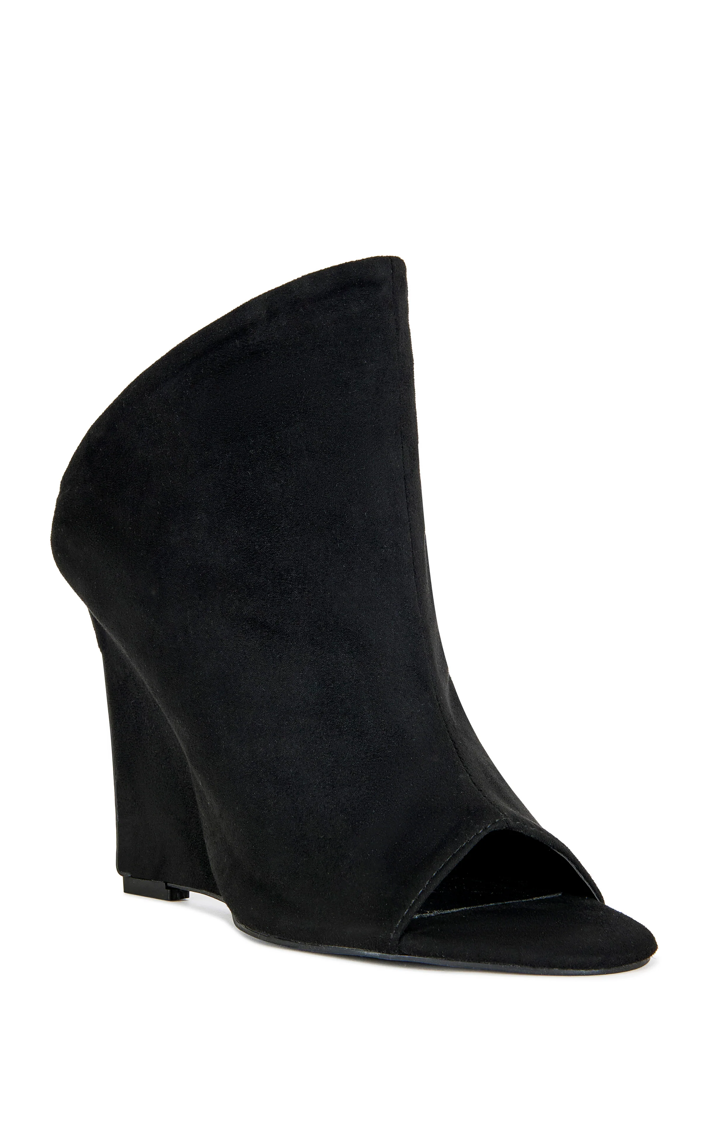 NOVIS-BLACKSUEDE WEDGE PEEP-TOE BOOTIE - Image 2