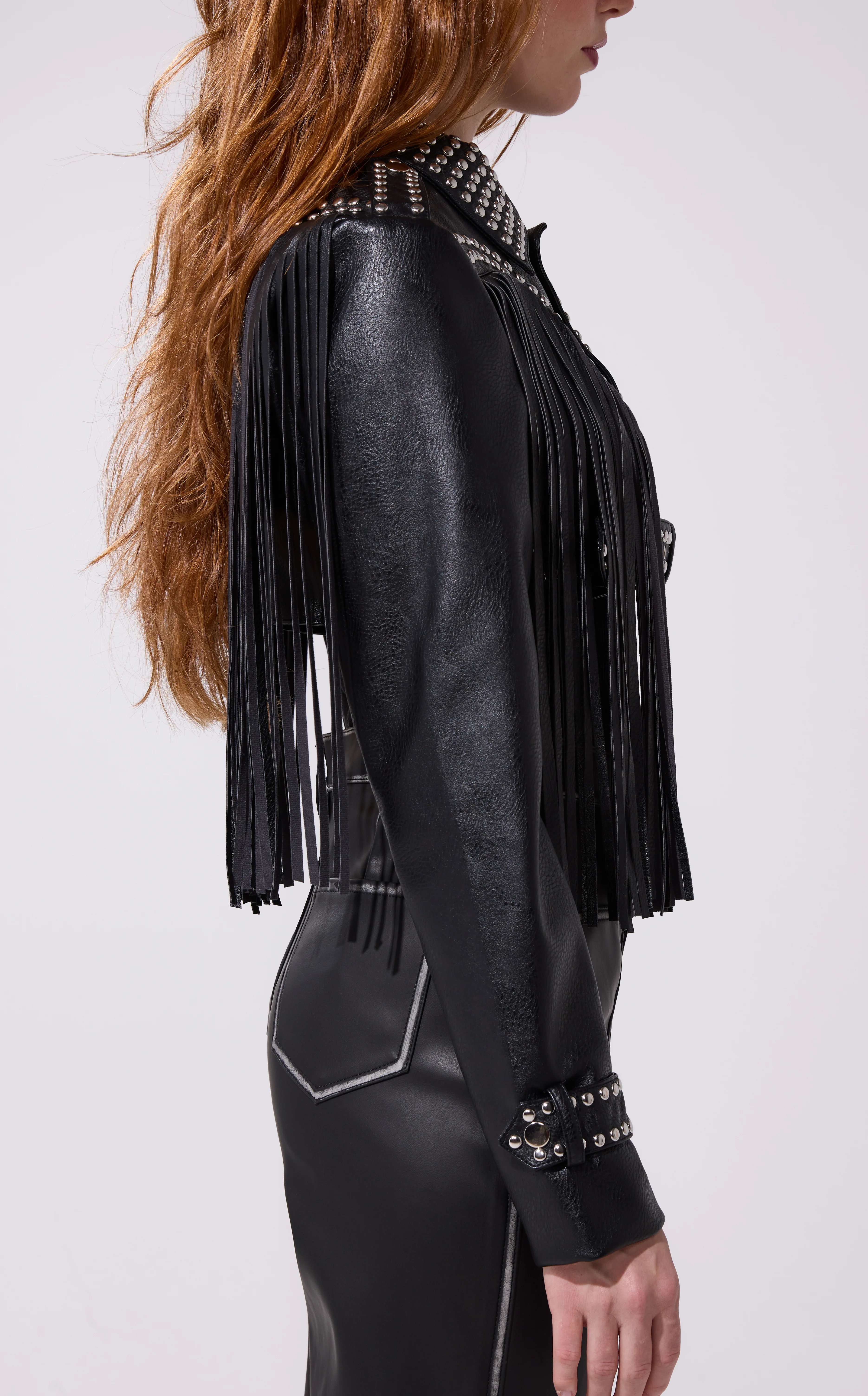 OAKLY-BLACK FRINGE WESTERN CROP JACKET - Image 3