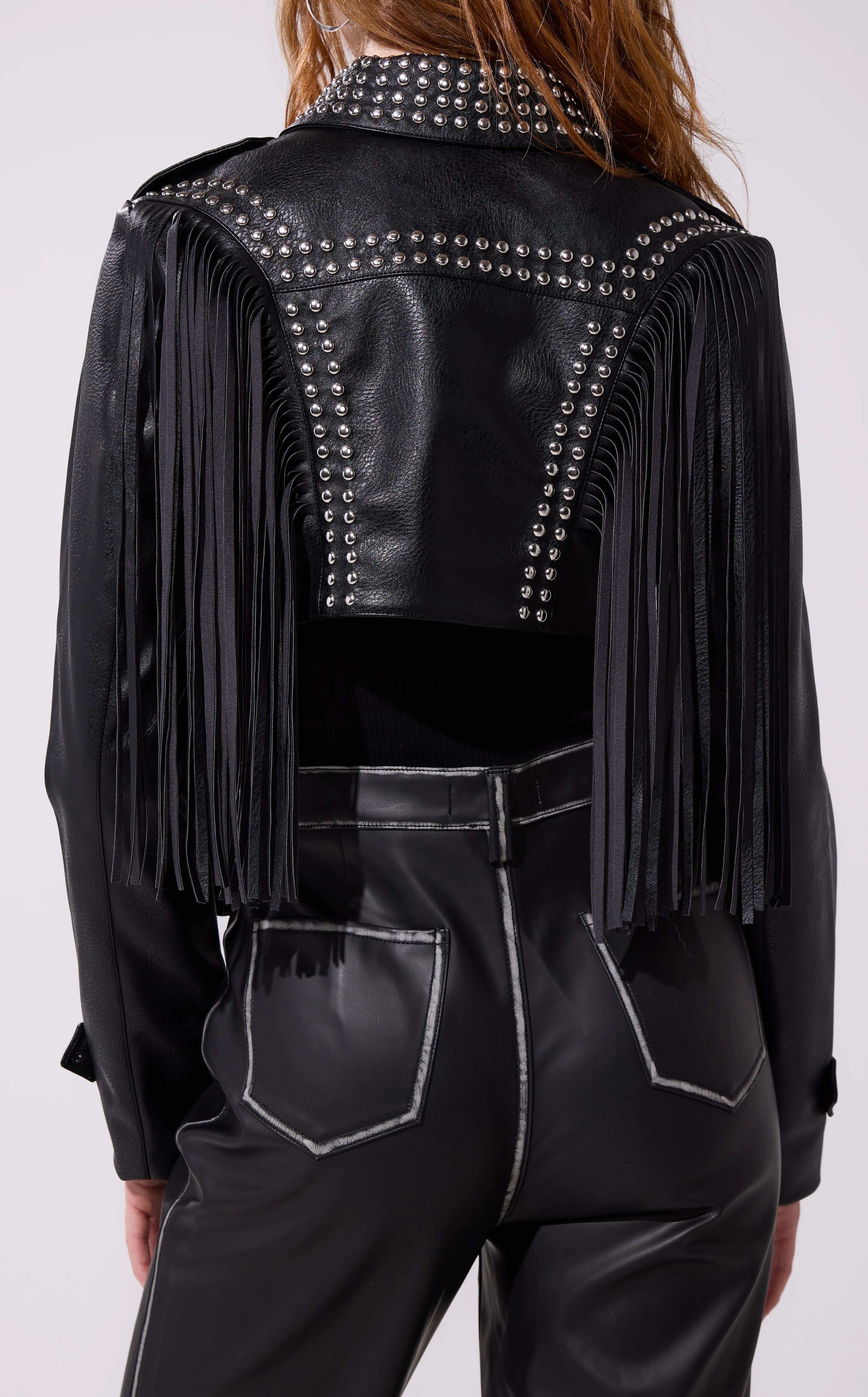 OAKLY-BLACK FRINGE WESTERN CROP JACKET - Image 4