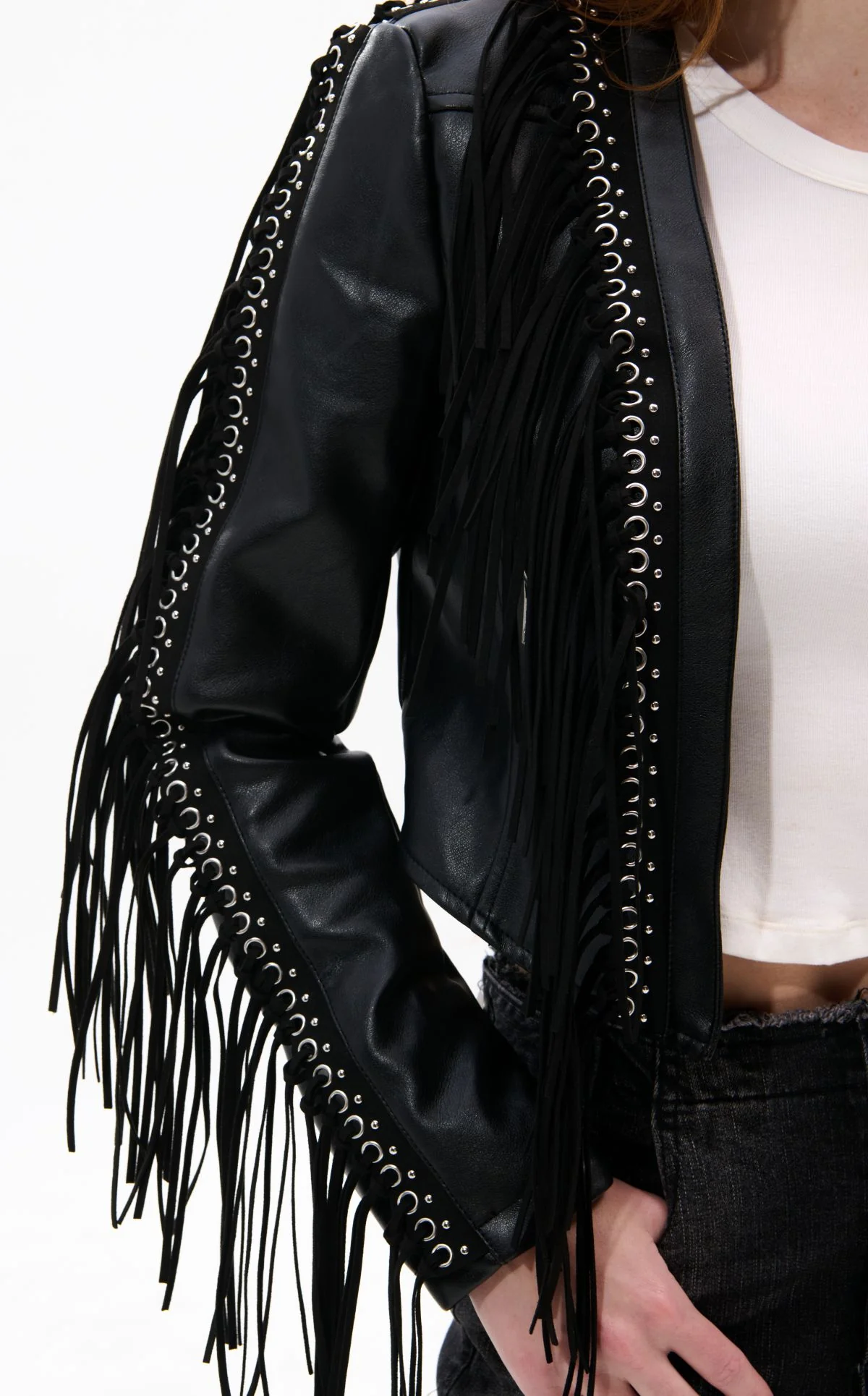 OLIVIER BLACK FRINGE WESTERN JACKET - Image 4