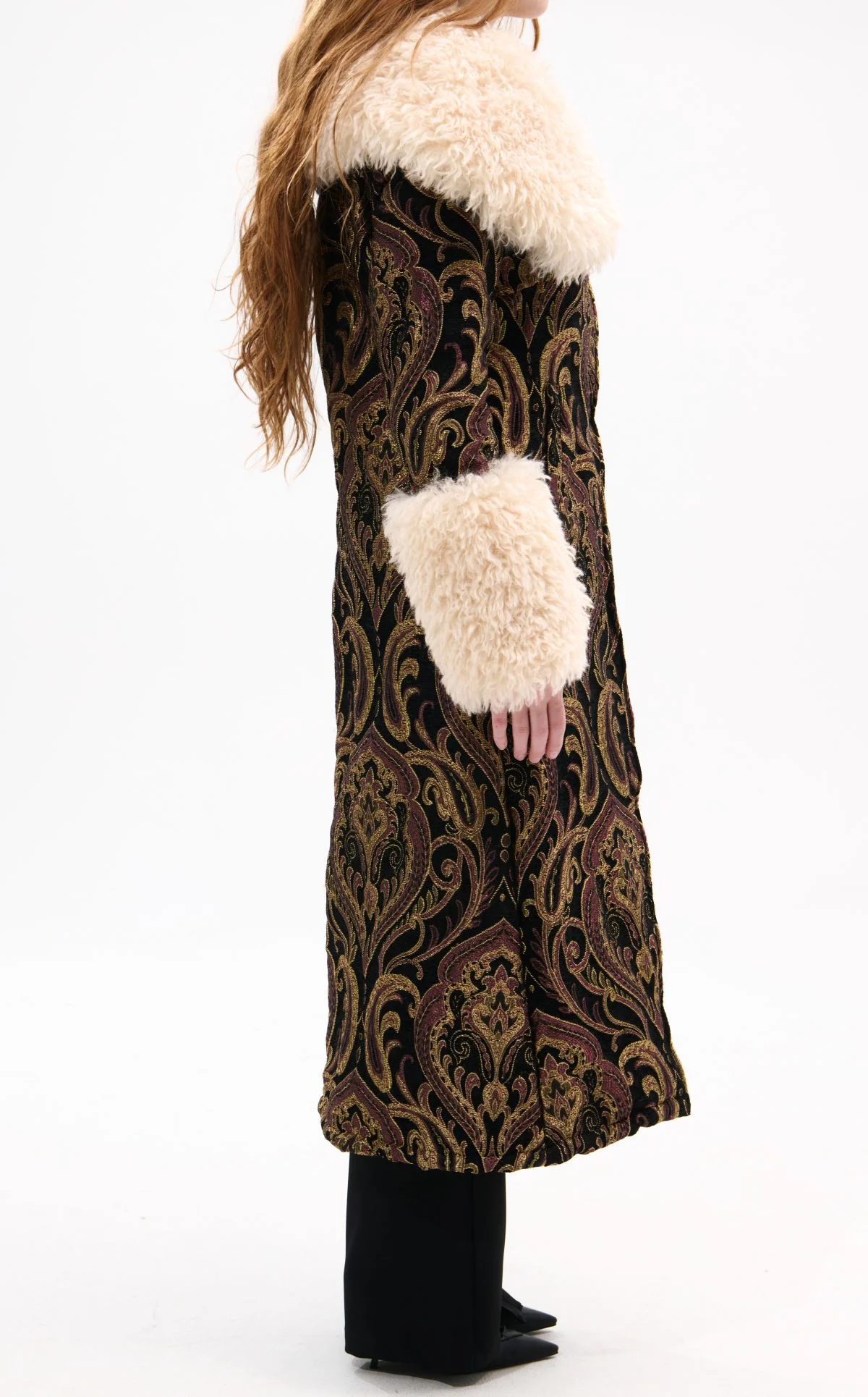 OTELIA-BLACKMULTI FAUX FUR JACQUARD COAT - Image 3