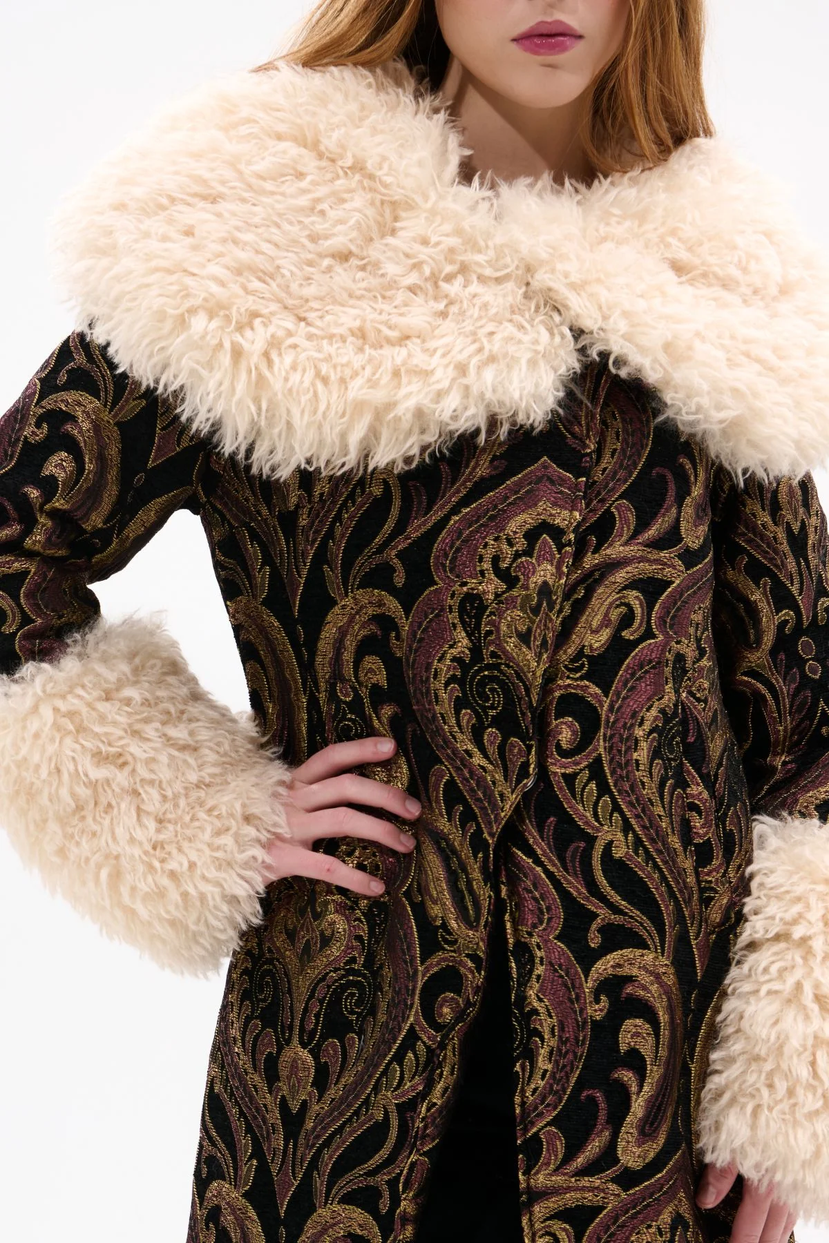 OTELIA-BLACKMULTI FAUX FUR JACQUARD COAT - Image 5