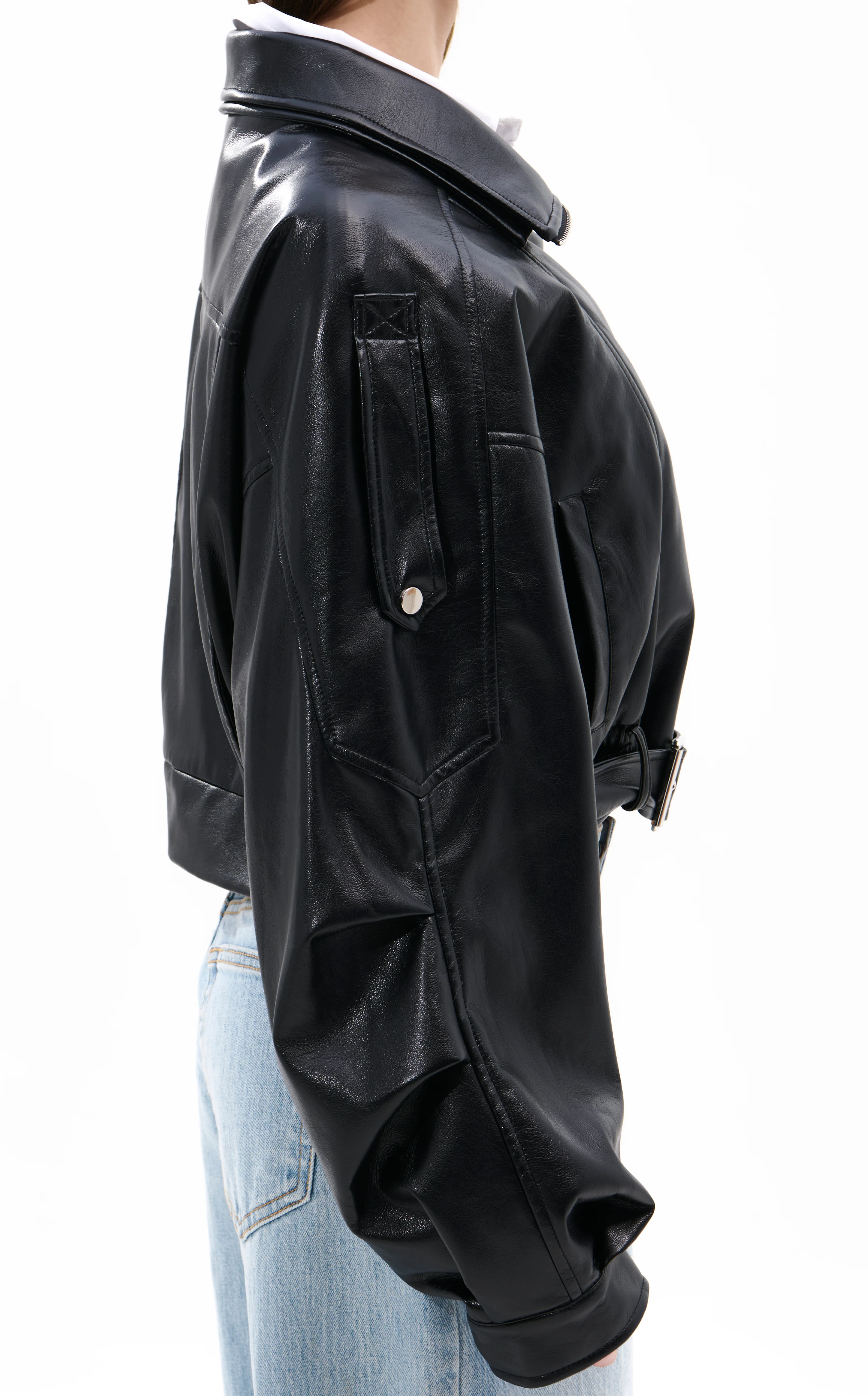 PAPOOSE-BLACK BUTTER LEATHER MOTO JACKET - Image 2