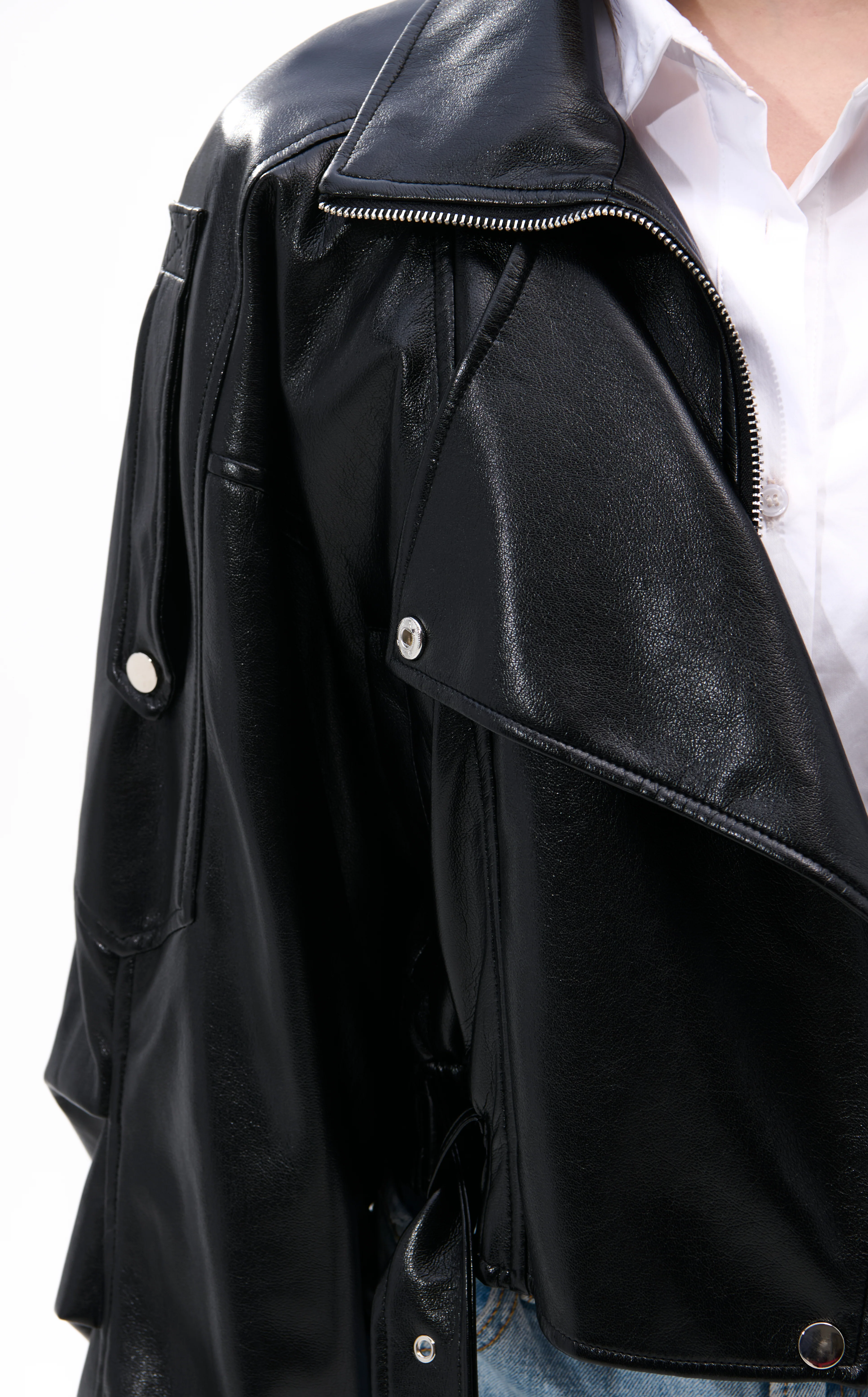 PAPOOSE-BLACK BUTTER LEATHER MOTO JACKET - Image 4