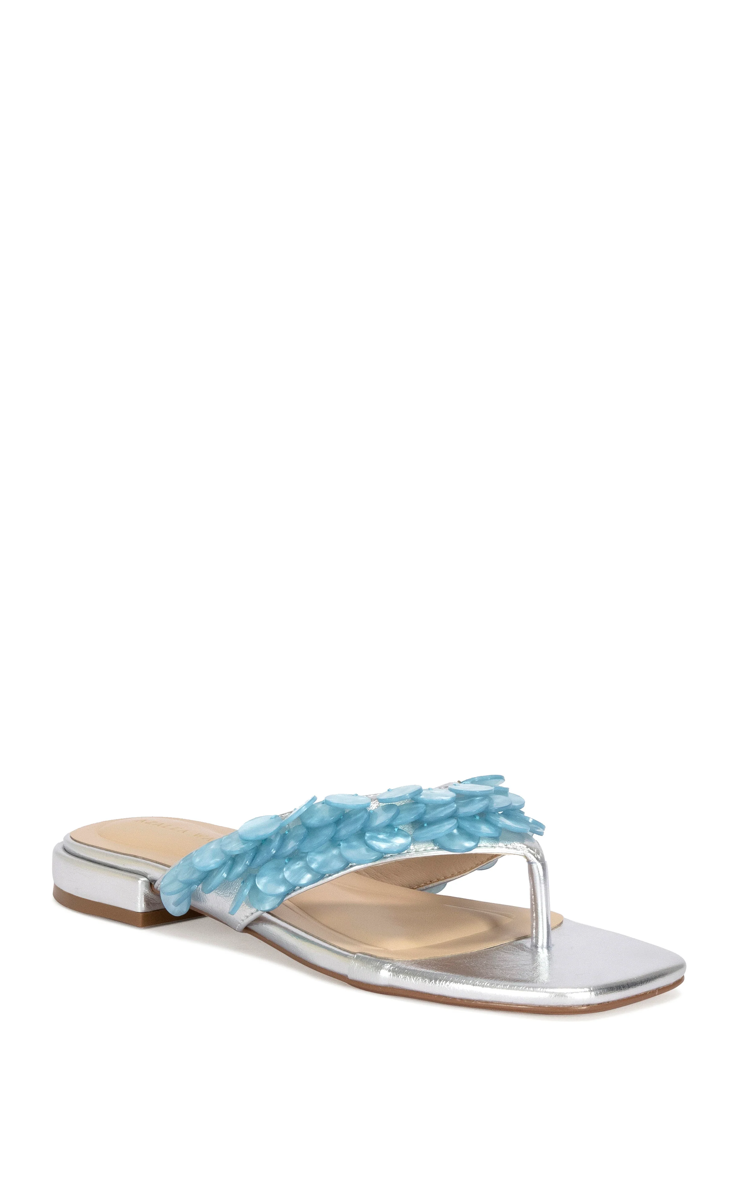 PEARLIA-SILVERMULTI MOTHER OF PEARL THONG FLAT SANDAL - Image 2