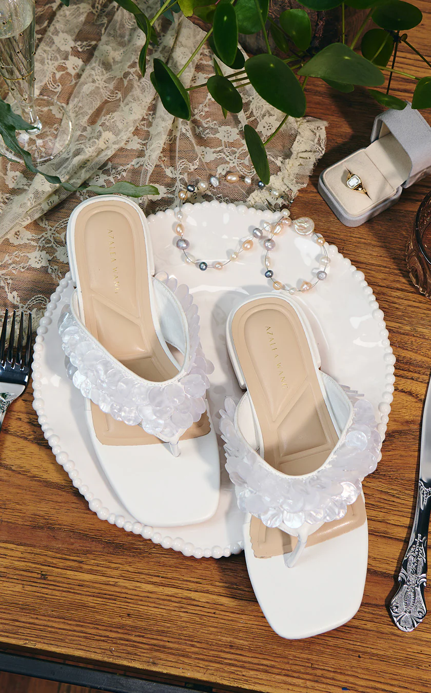 PEARLIA-WHITE MOTHER OF PEARL THONG FLAT SANDAL - Image 2