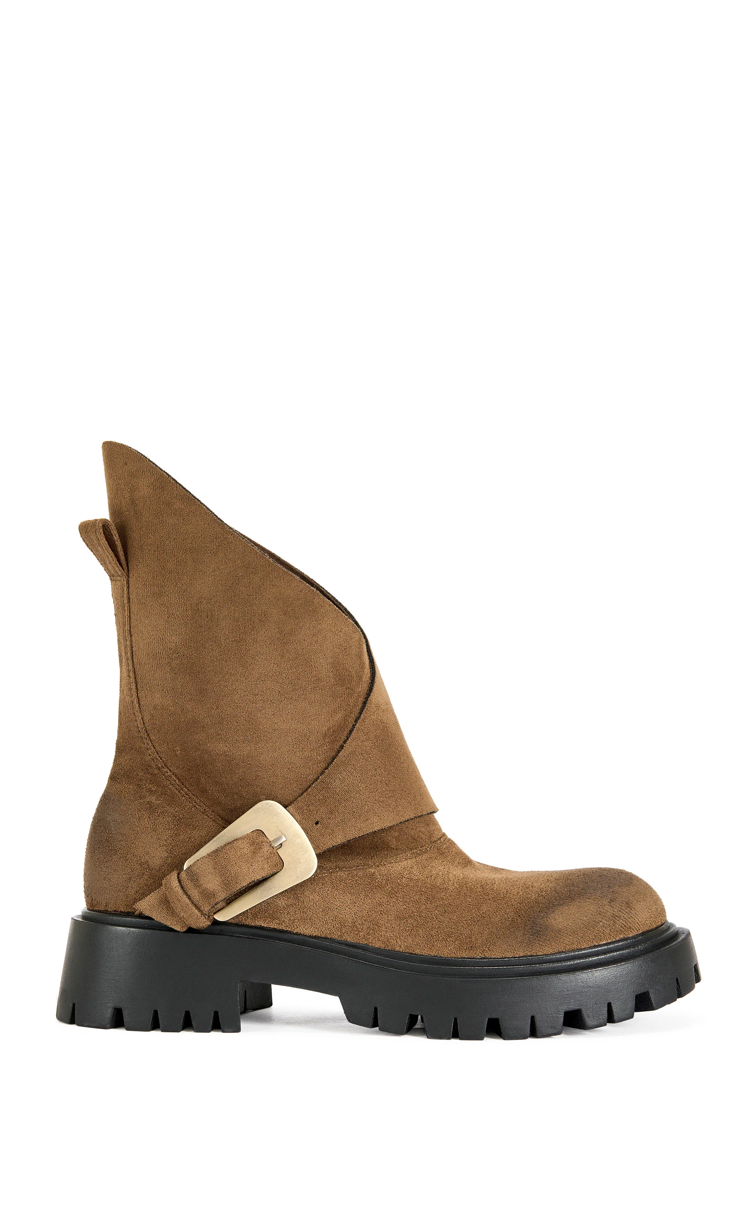 PHRIXUS-BROWN ASYMMETRICAL COMBAT BOOTIE