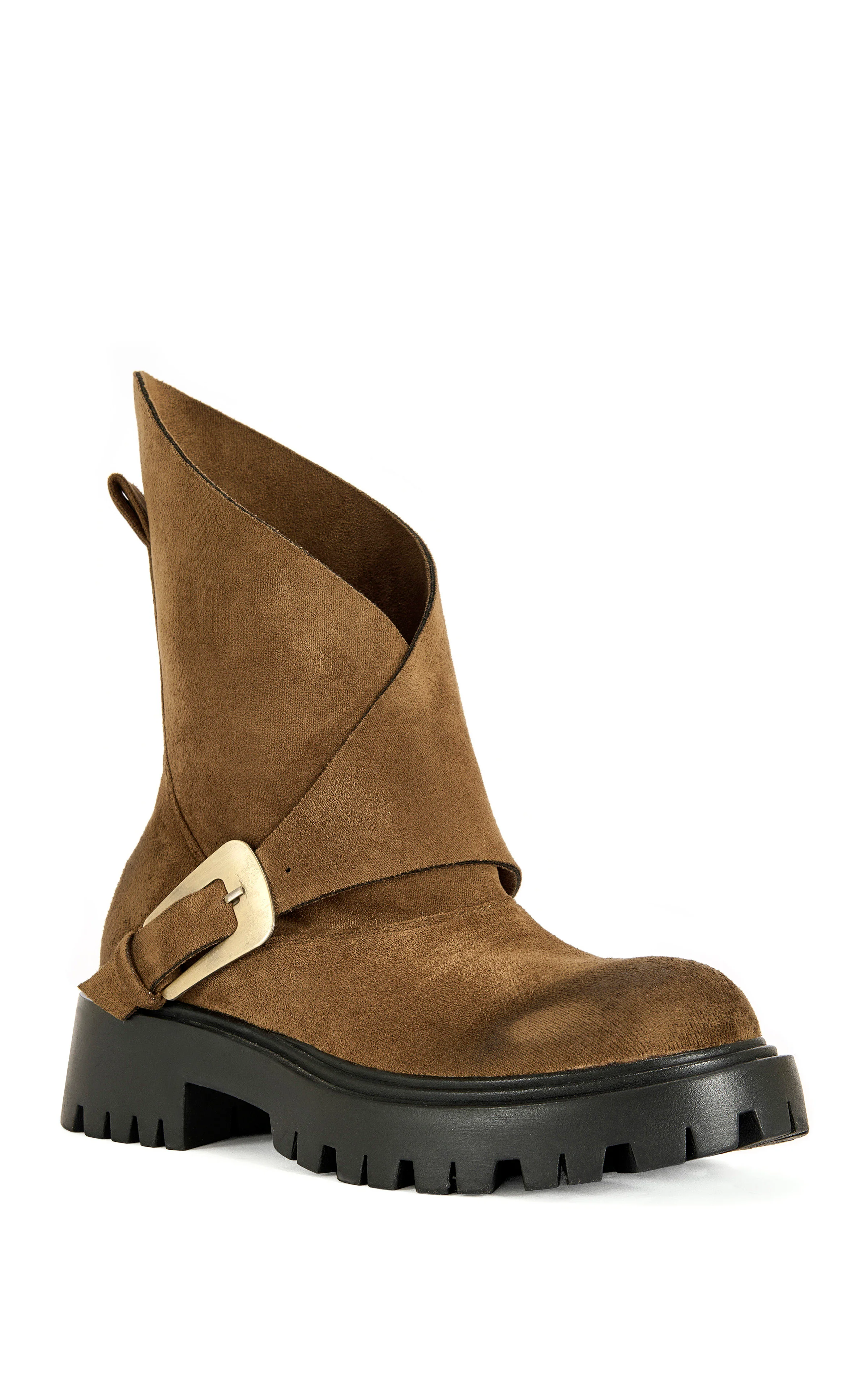 PHRIXUS-BROWN ASYMMETRICAL COMBAT BOOTIE - Image 2