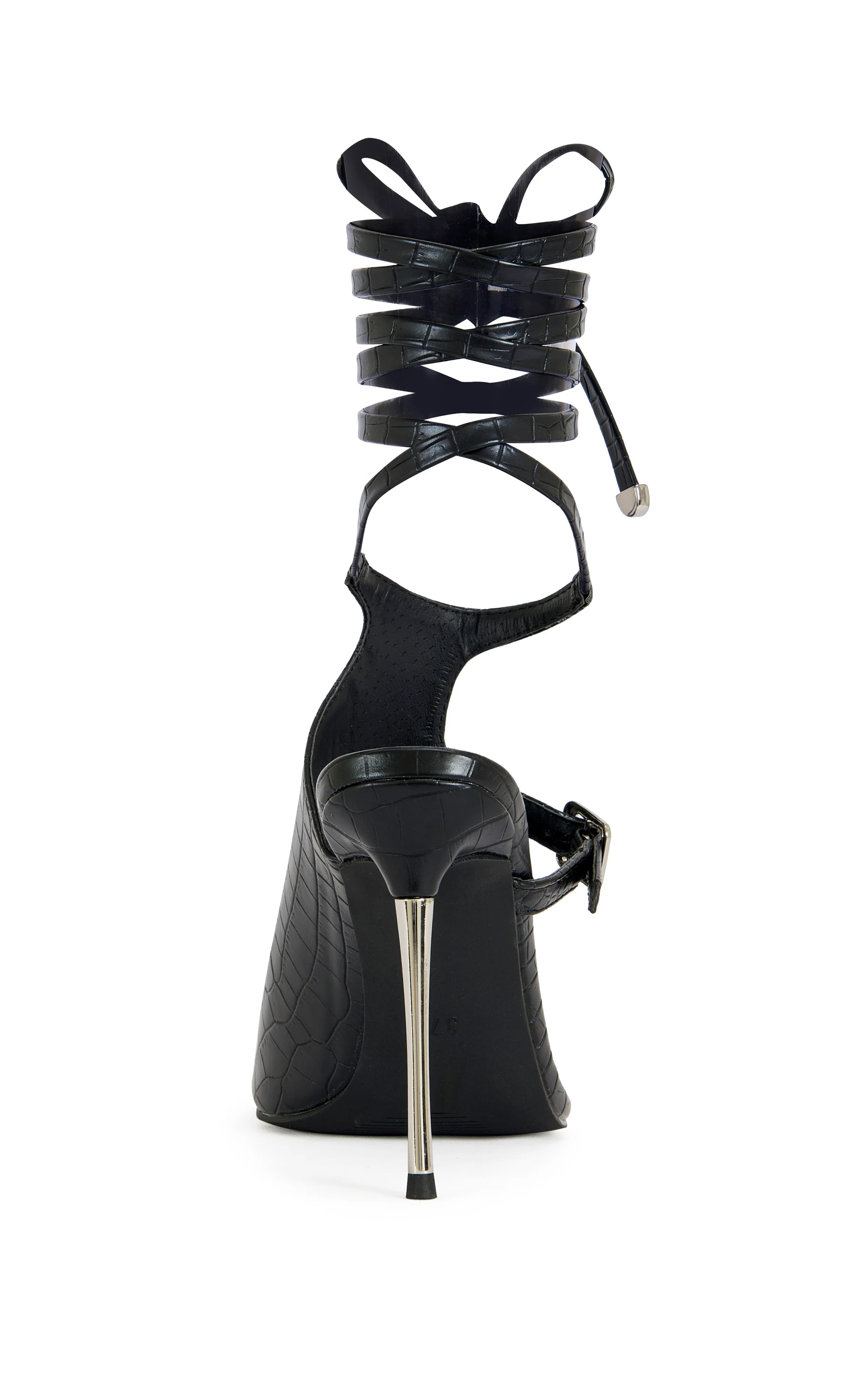 PREVIA-BLACK WRAP-AROUND STILETTO SANDAL - Image 3