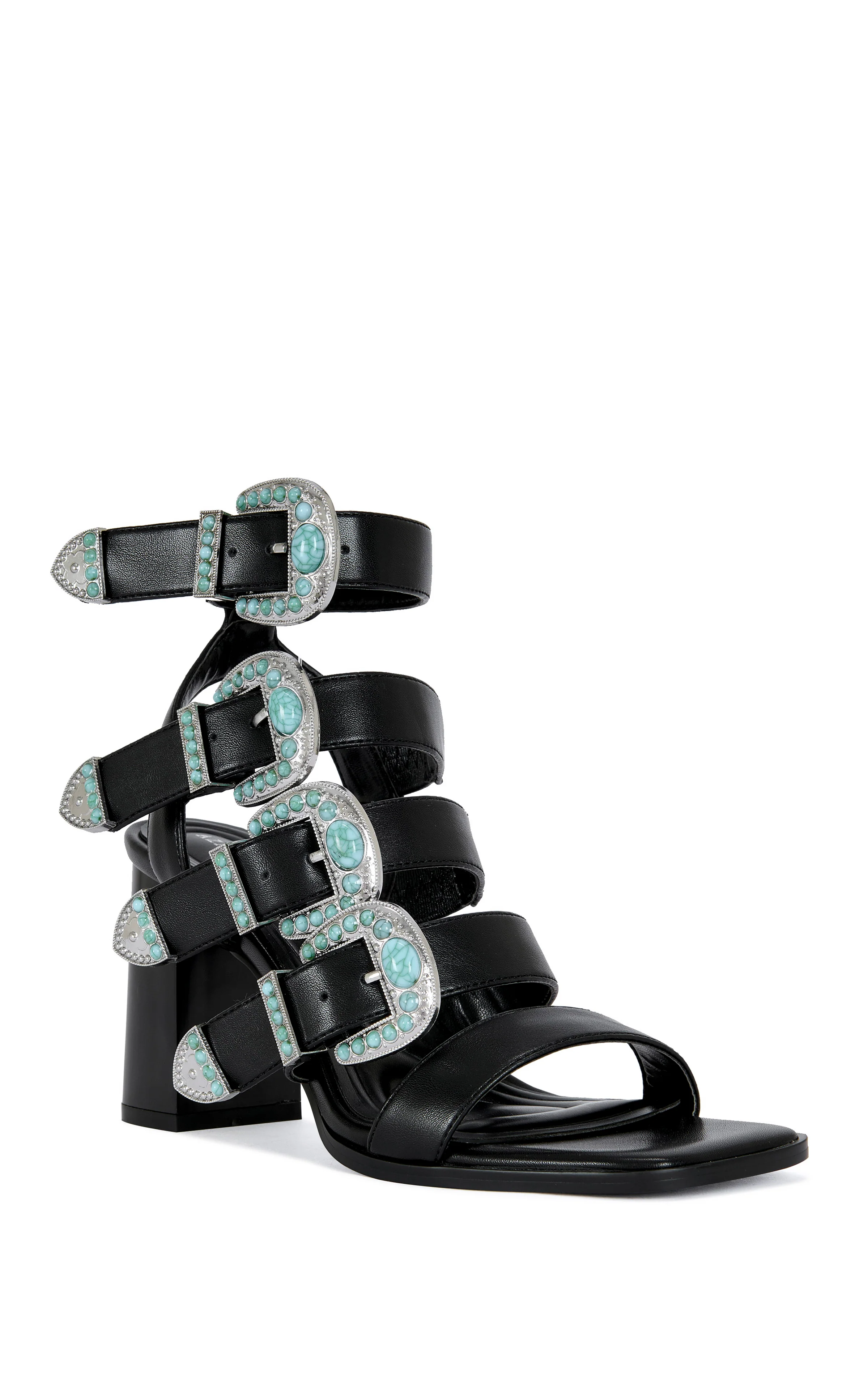 RAEANNE-BLACK WESTERN BLOCK SANDAL - Image 2