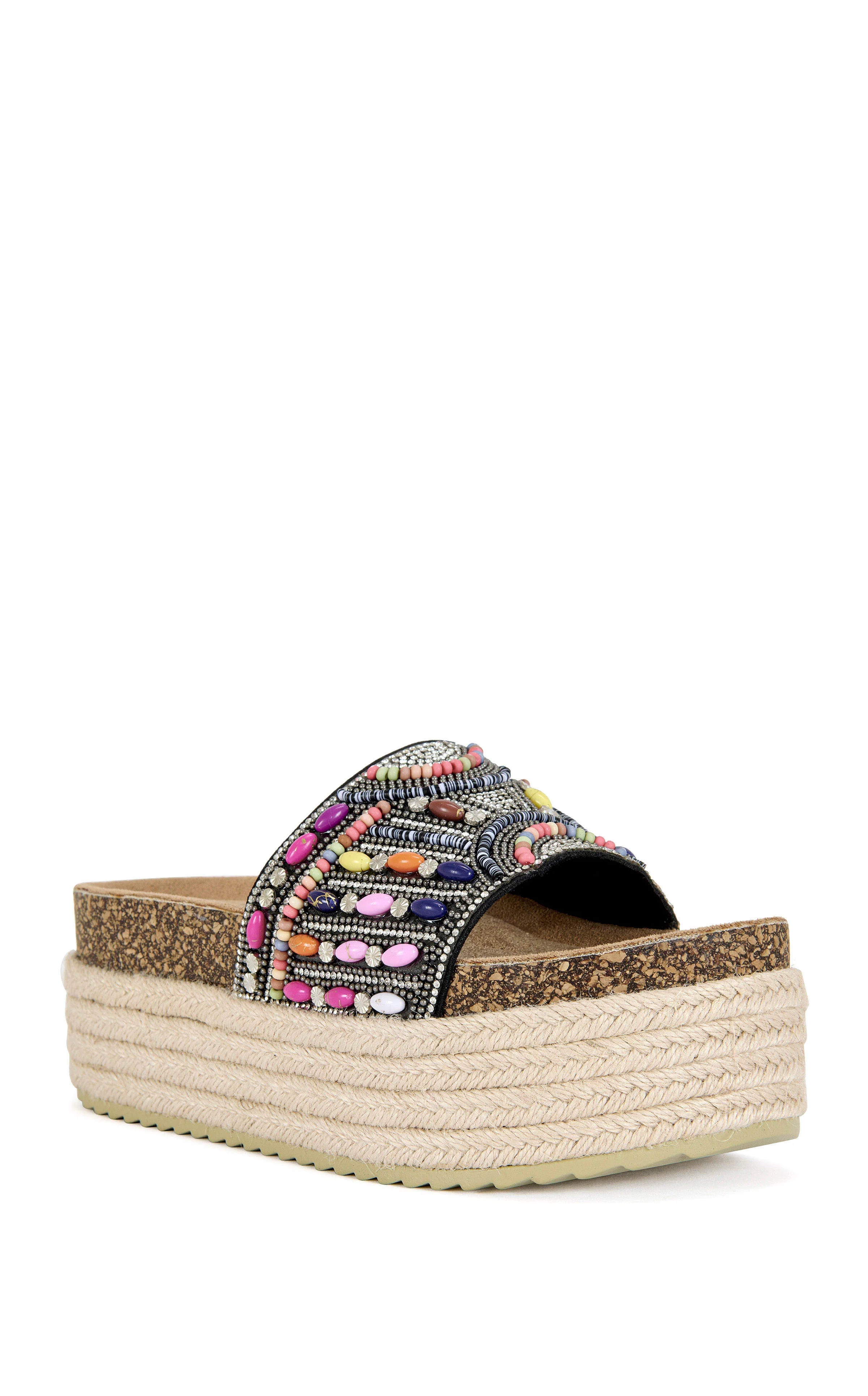 RAMANA-BLACK BEADED FLATFORM SANDAL - Image 2