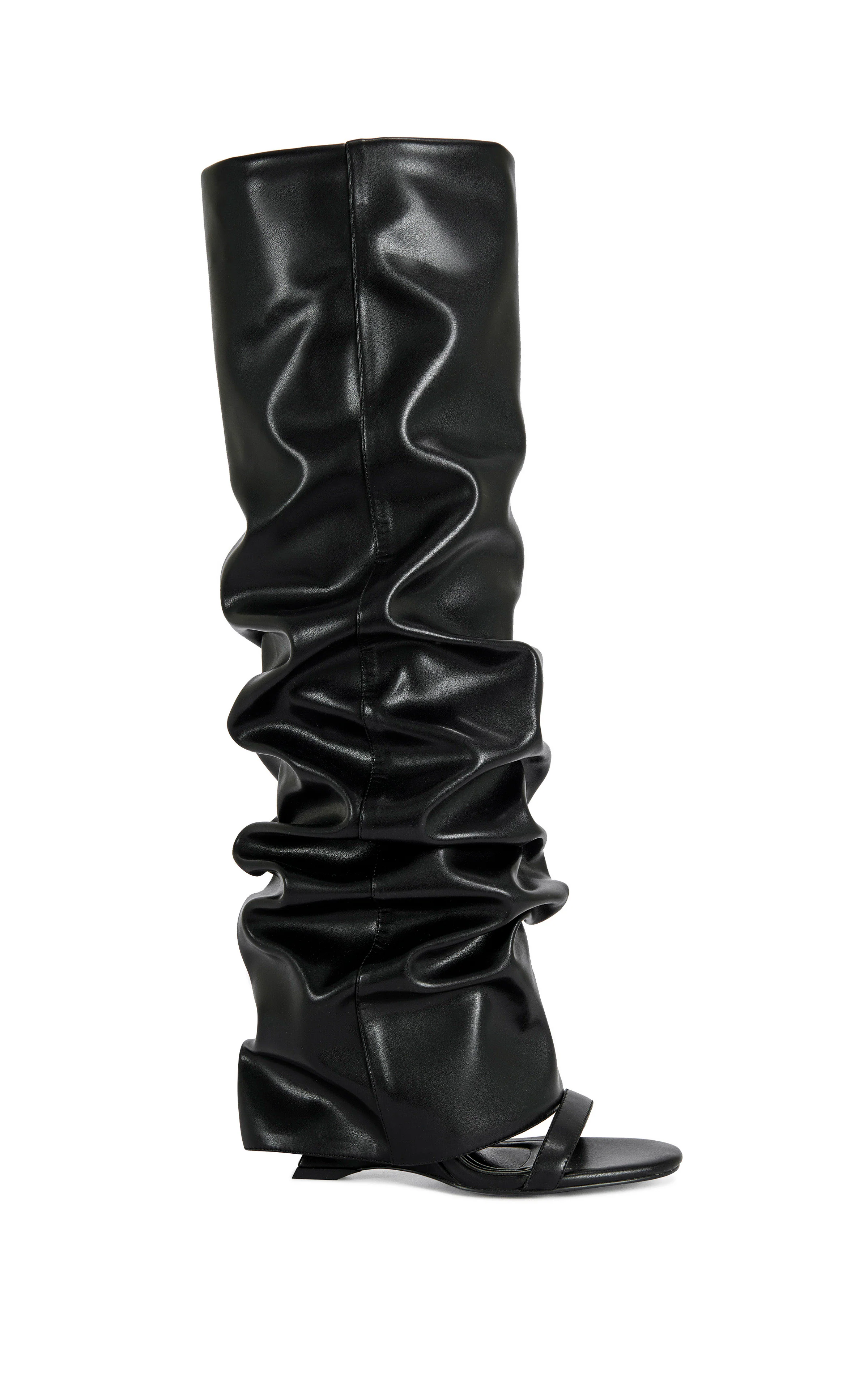 RAYLAN-BLACK SLOUCH WEDGE SANDAL BOOT