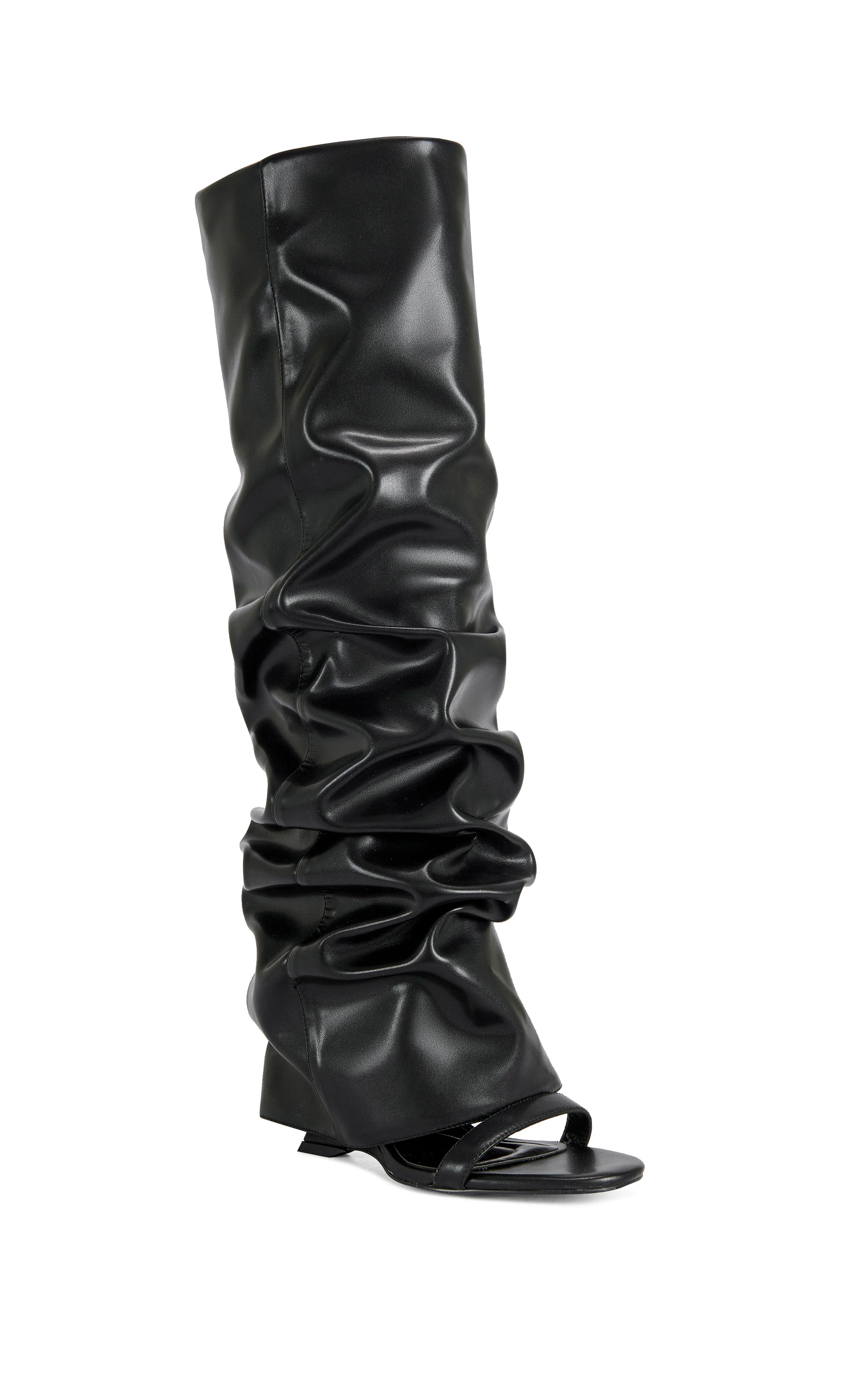 RAYLAN-BLACK SLOUCH WEDGE SANDAL BOOT - Image 2