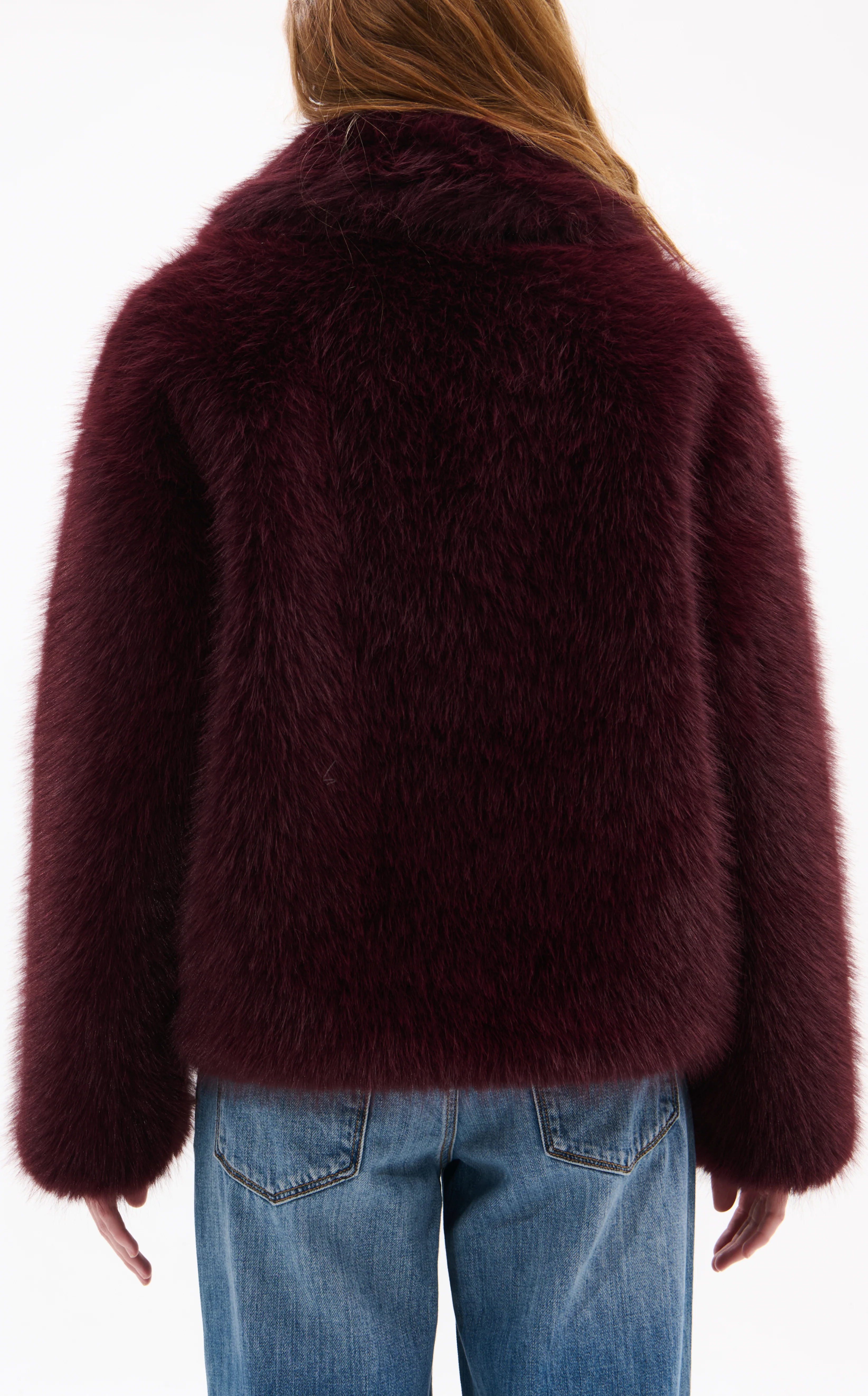 REGINA-BURGUNDY FAUX FUR JACKET - Image 4