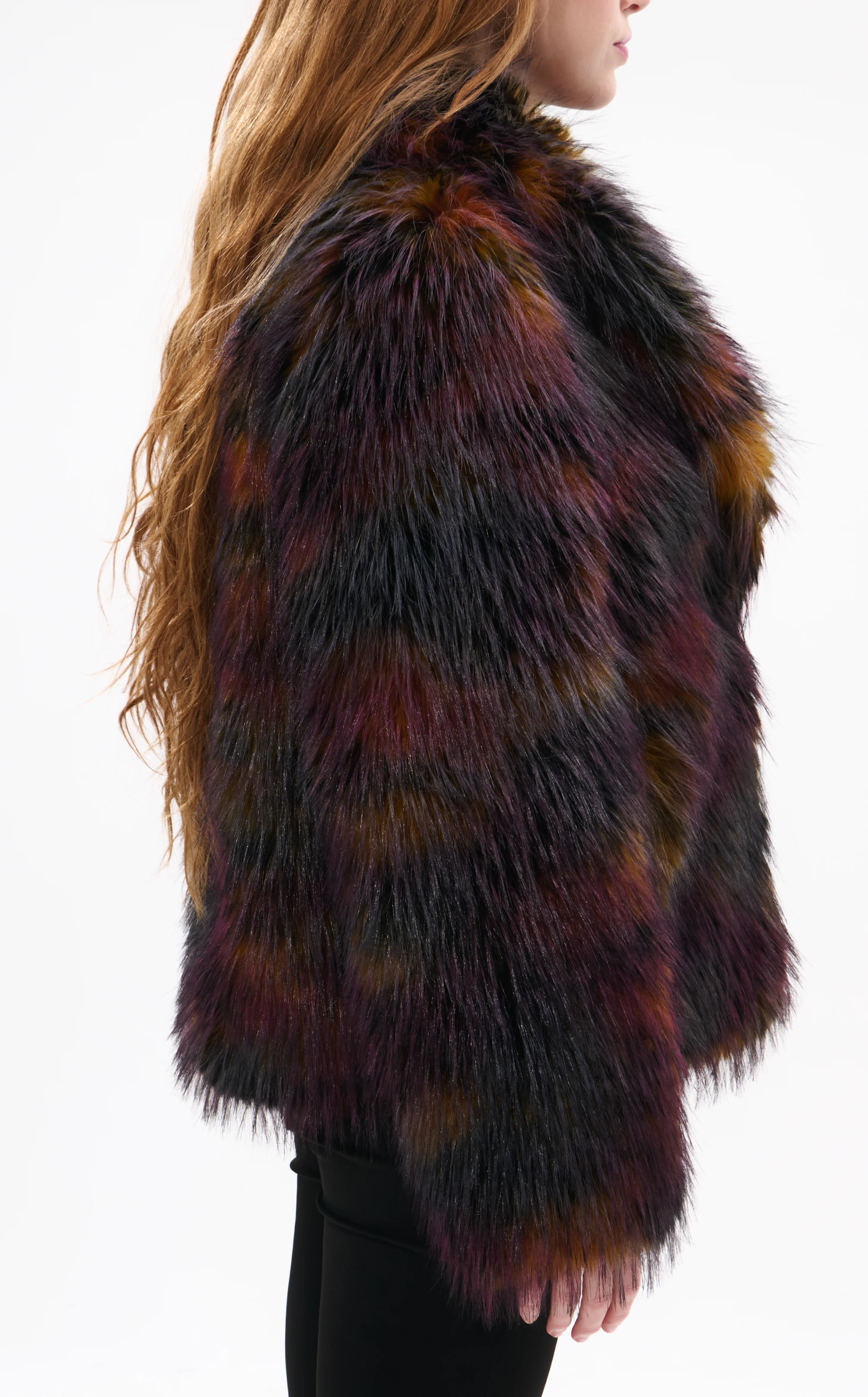 REMME-BURGUNDYMULTI FAUX FUR JACKET - Image 3