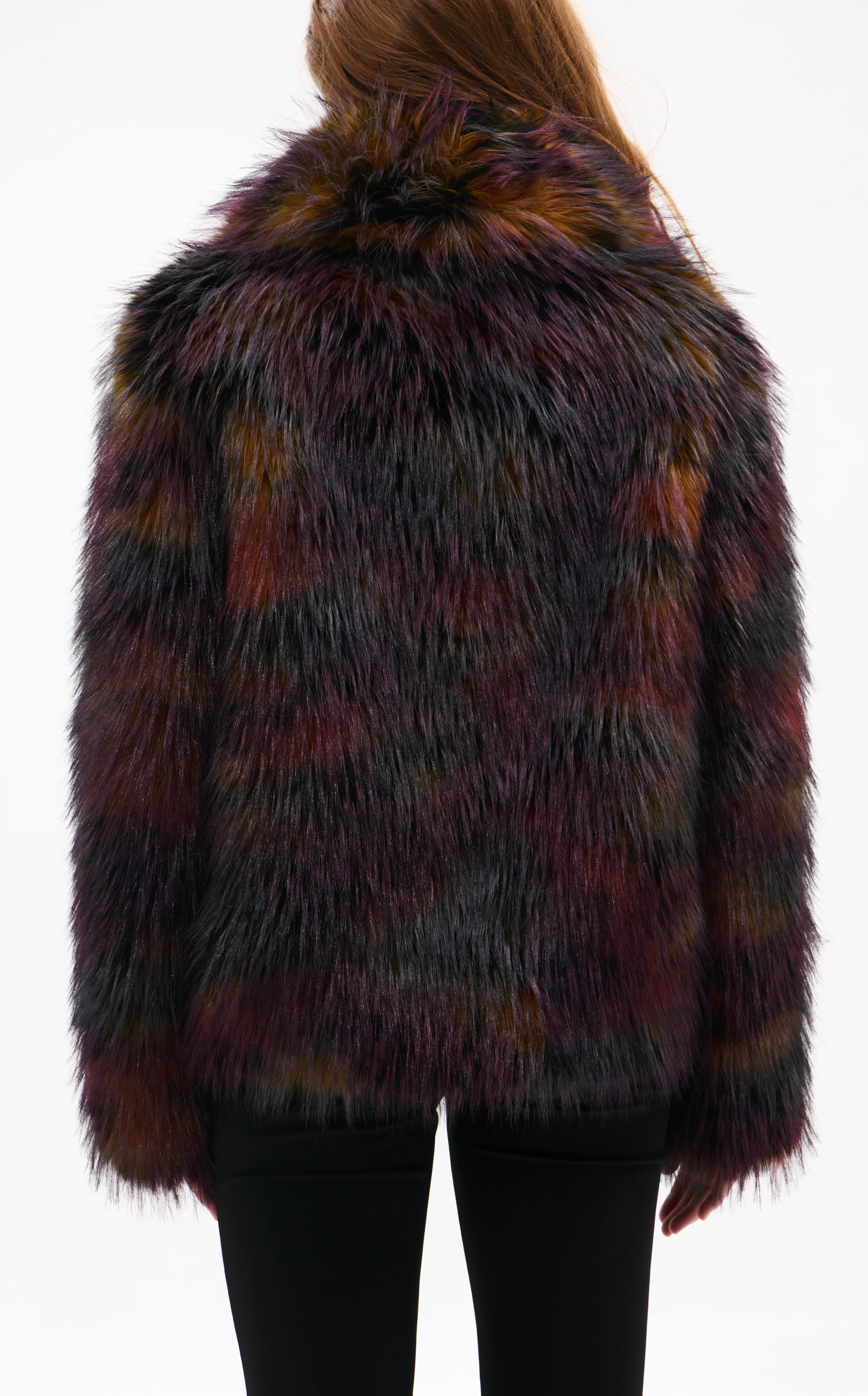 REMME-BURGUNDYMULTI FAUX FUR JACKET - Image 4