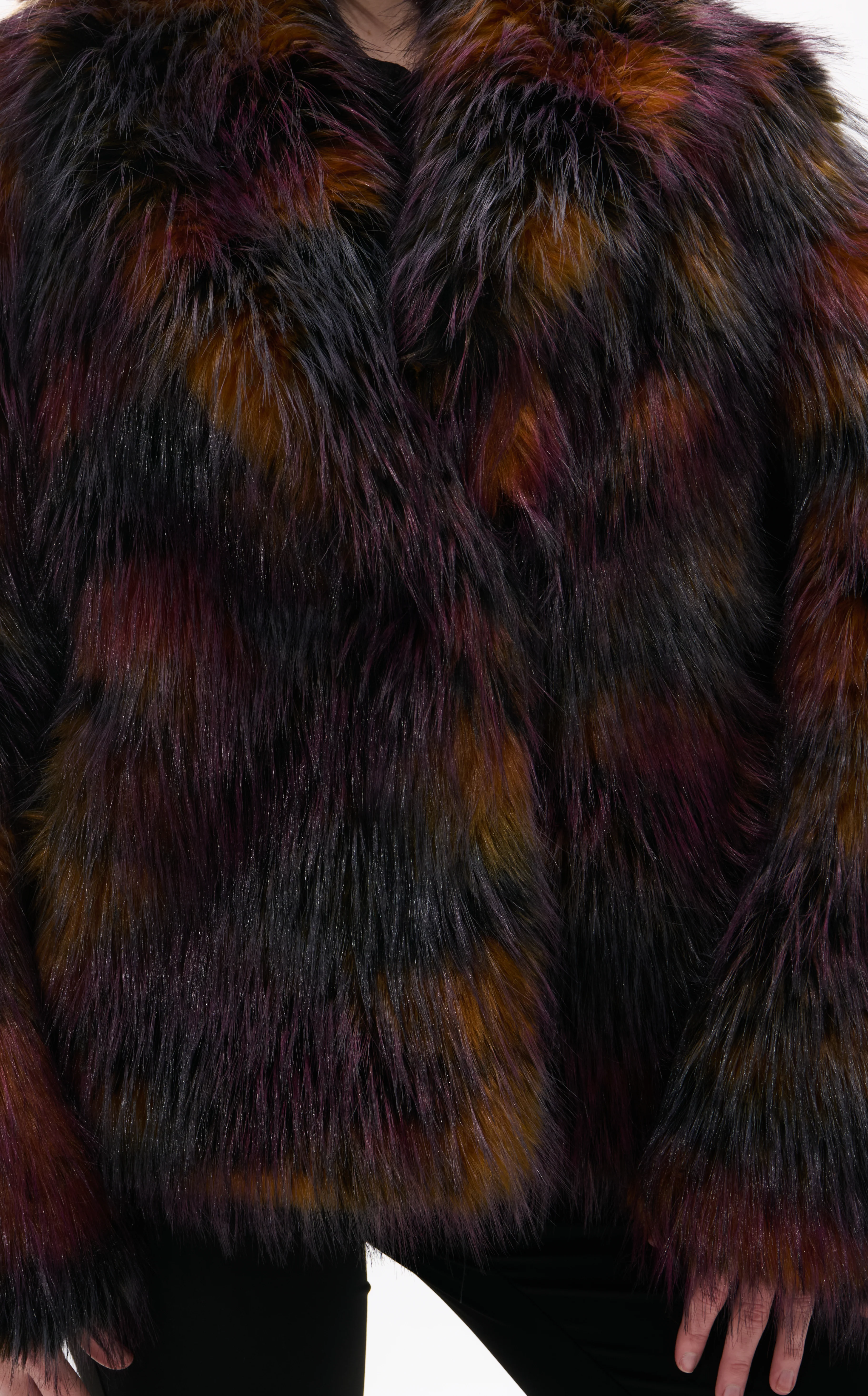 REMME-BURGUNDYMULTI FAUX FUR JACKET - Image 5