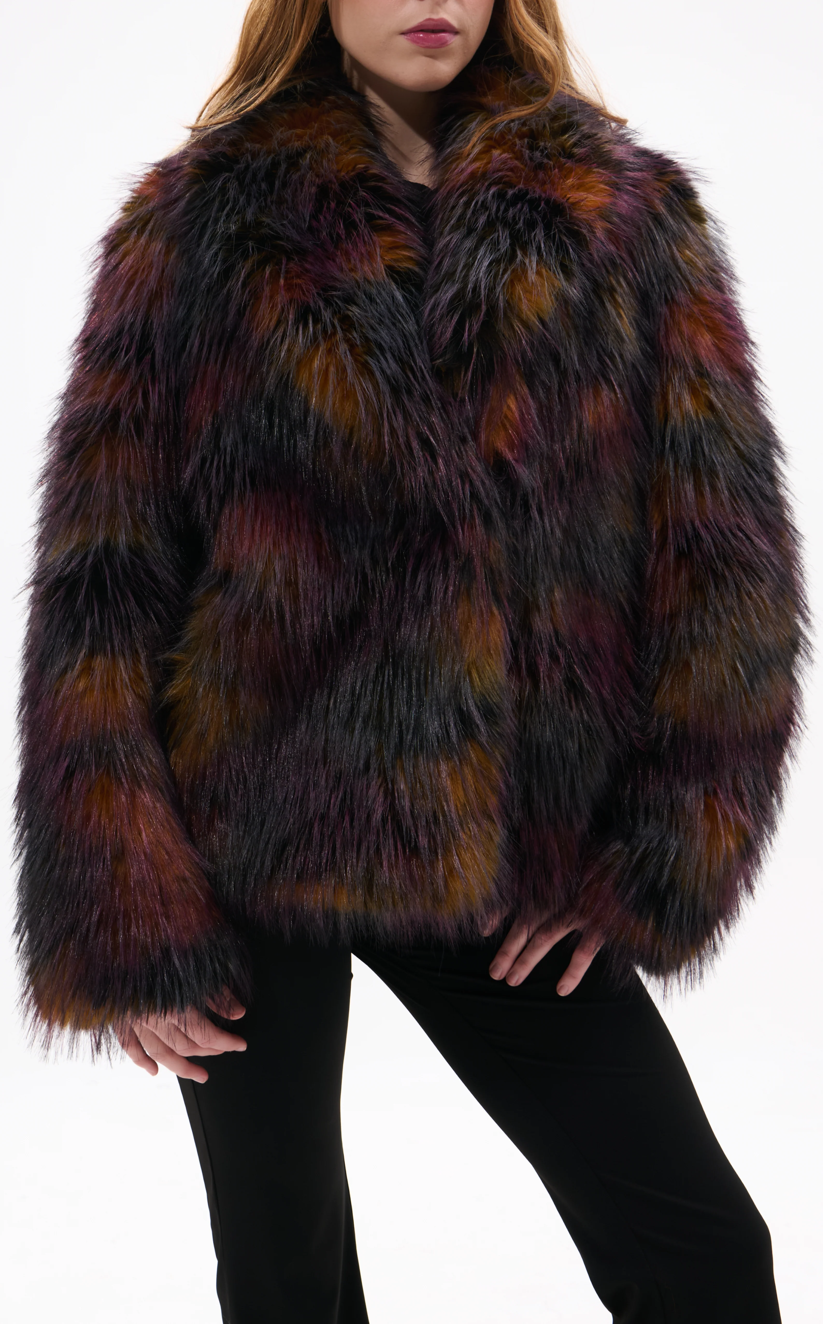 REMME-BURGUNDYMULTI FAUX FUR JACKET - Image 6