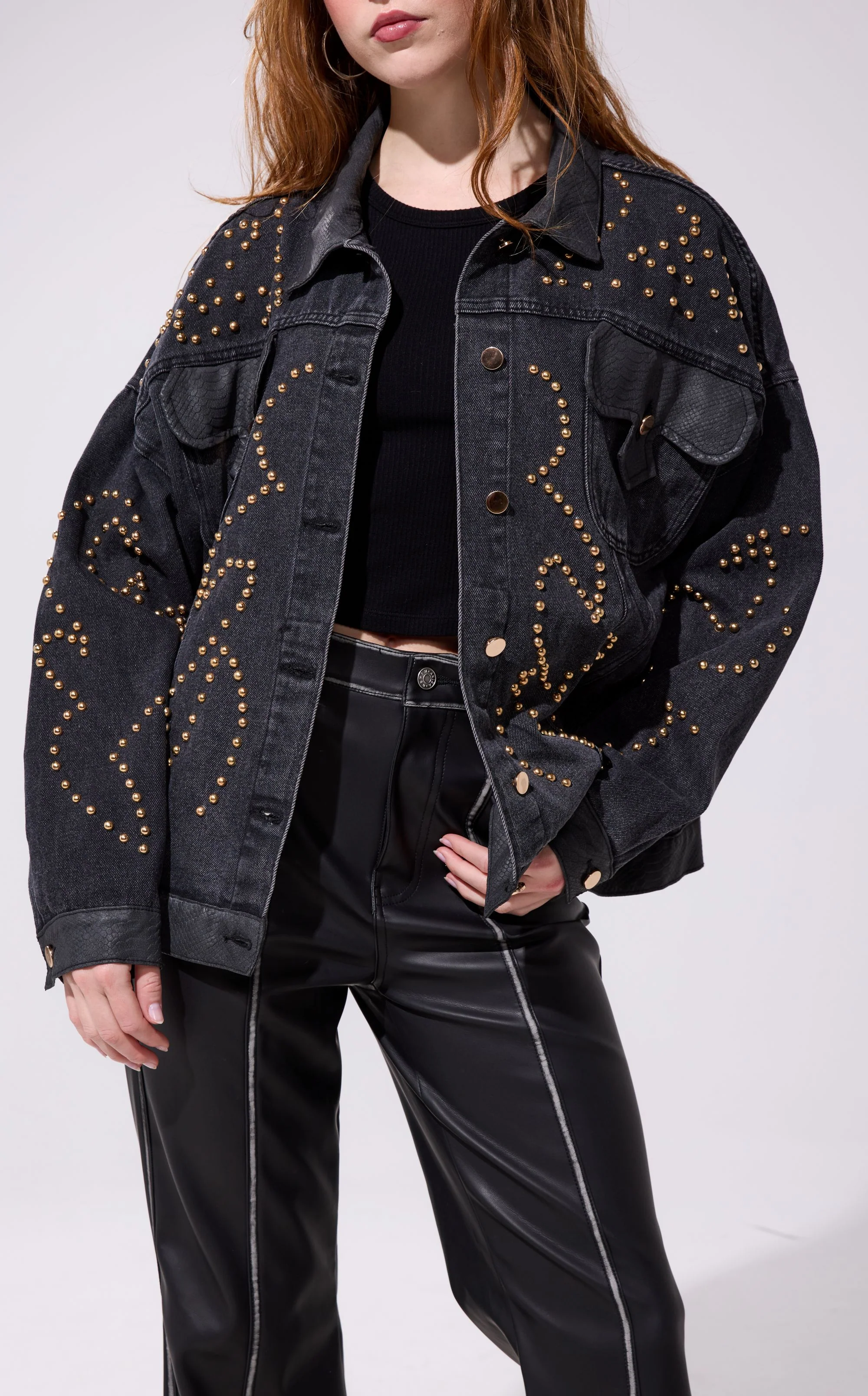 RICKI-BLACK STUDDED DENIM JACKET - Image 2
