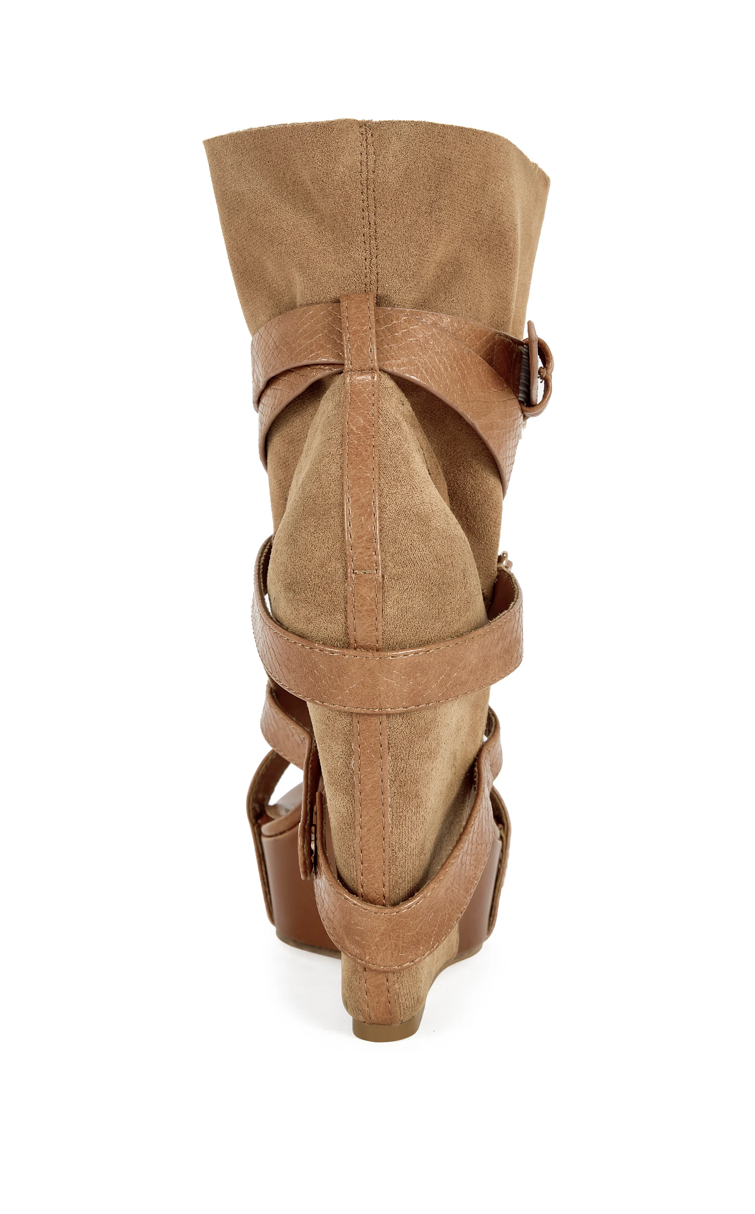 ROTHKO-CAMEL BELTED WEDGE SANDAL BOOTIE - Image 3