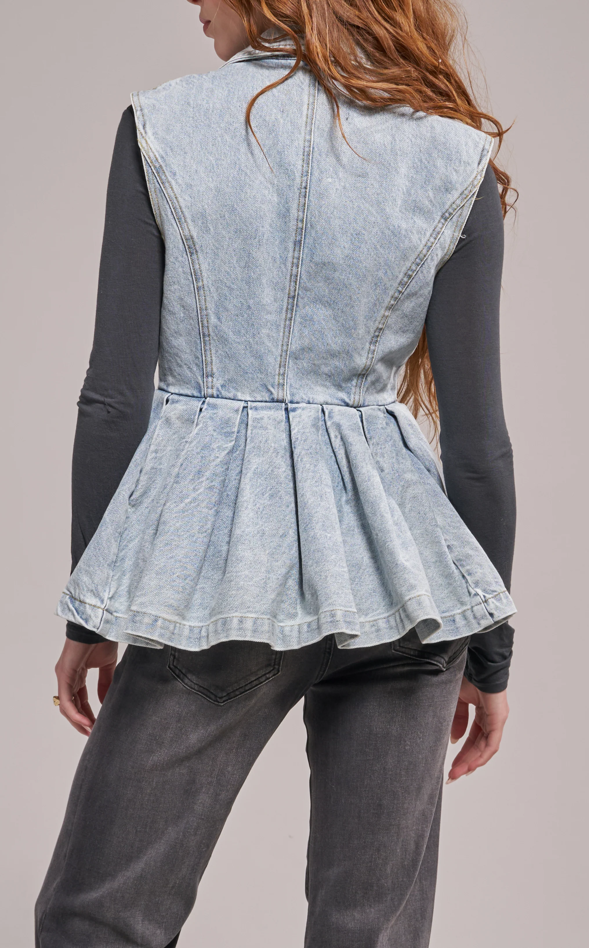 RYN-DENIM PEPLUM VEST - Image 4