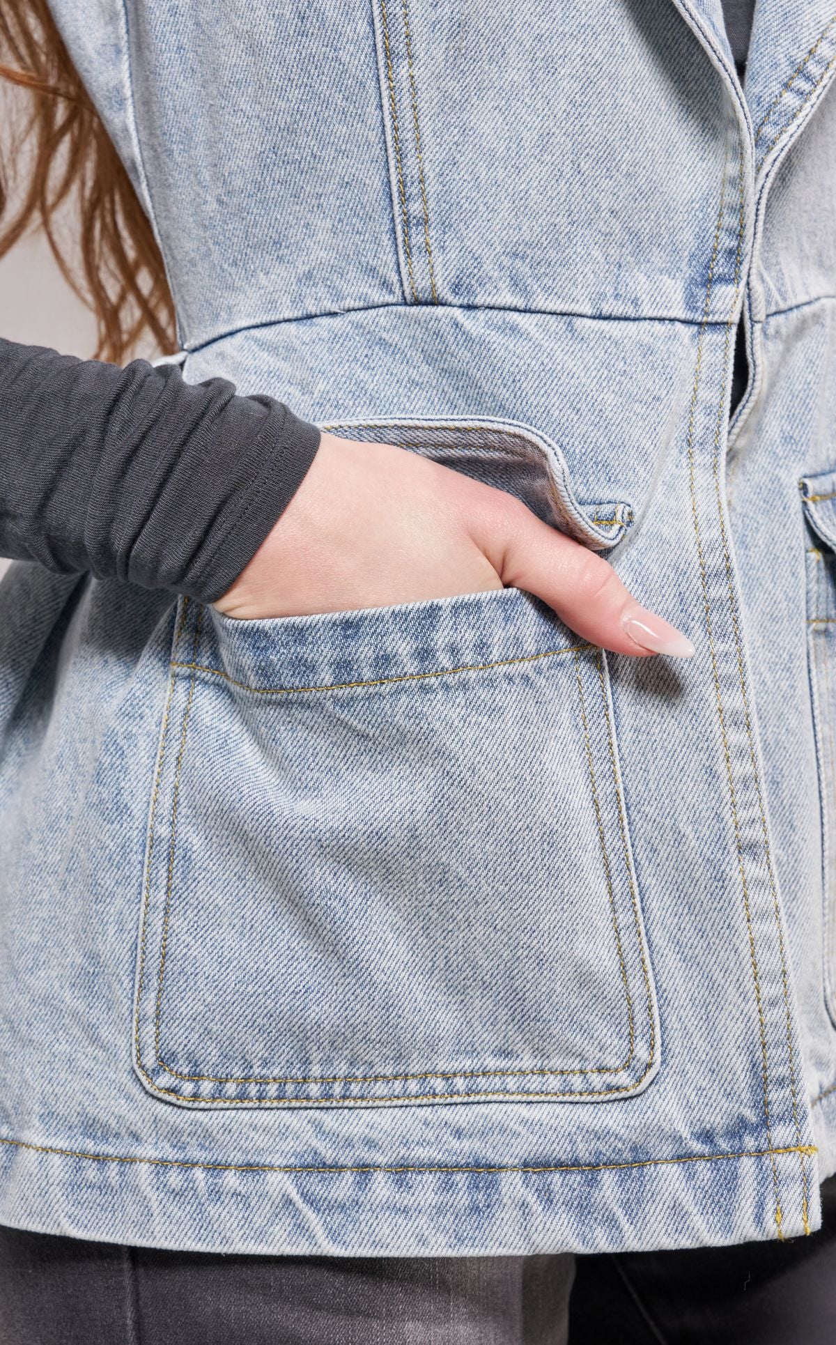 RYN-DENIM PEPLUM VEST - Image 5