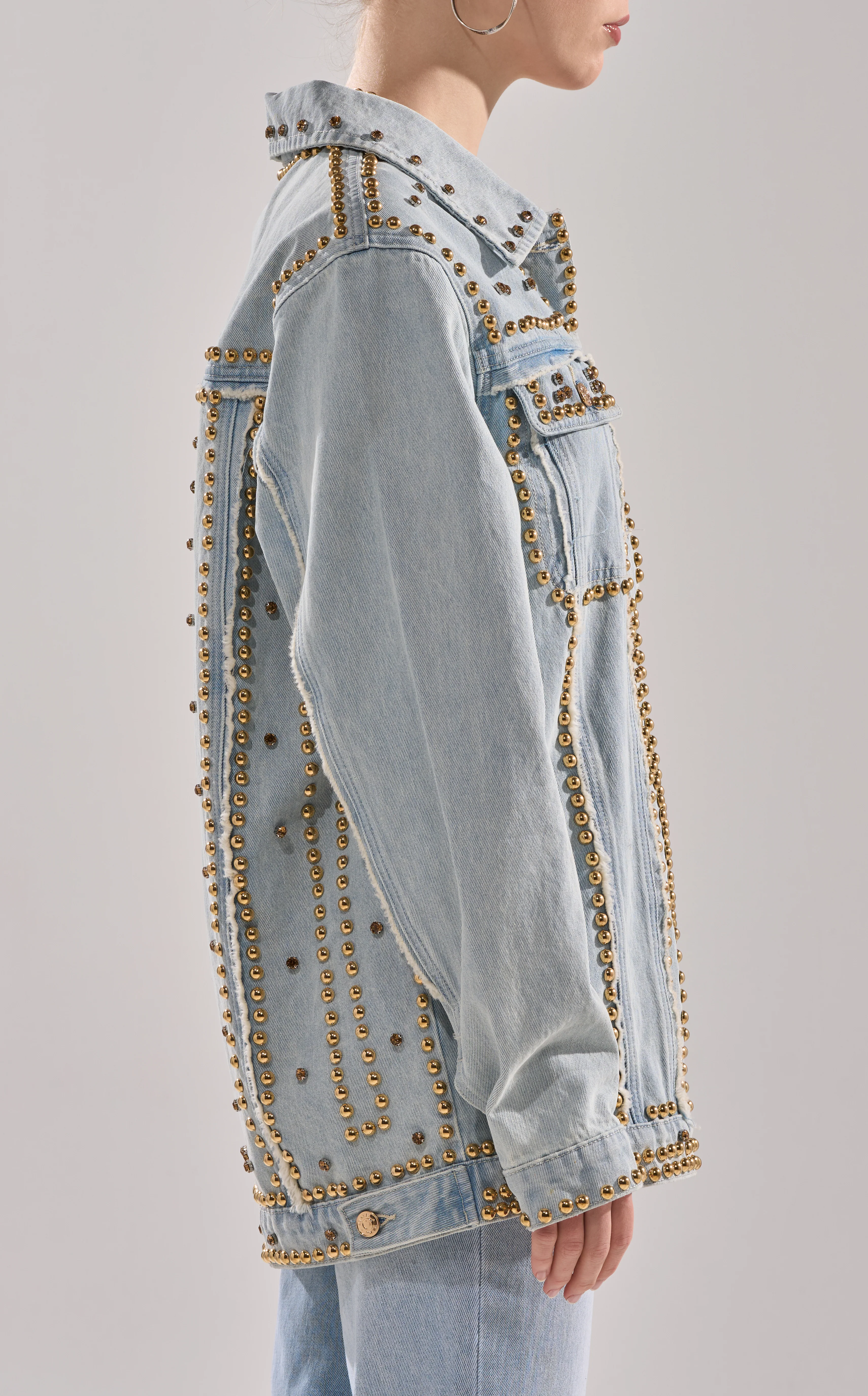 SABLE-DENIM STUDDED JACKET - Image 3