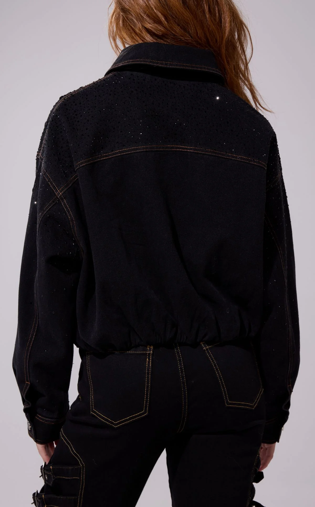 SAFINA-BLACK EMBELLISHED DENIM JACKET - Image 4