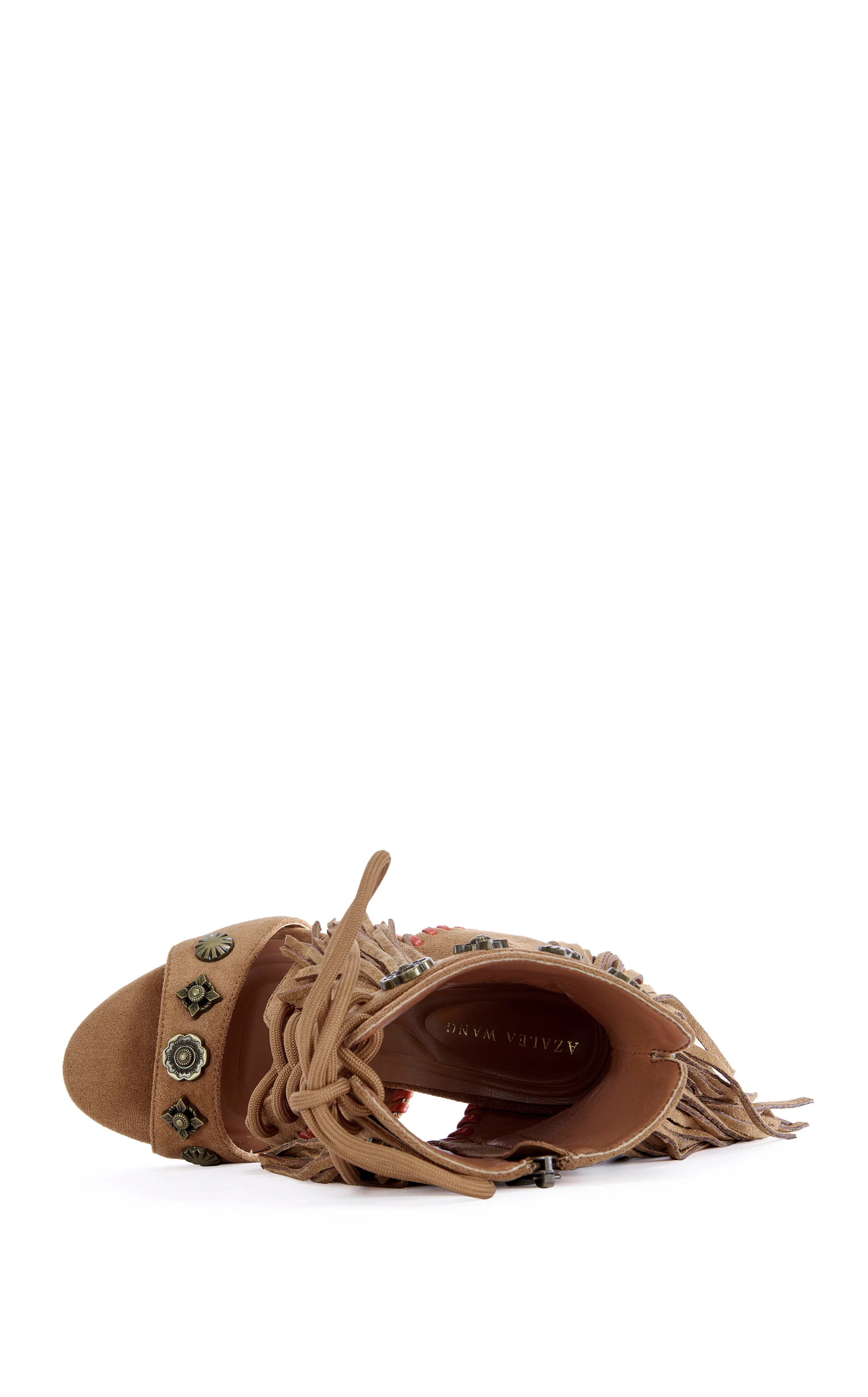 SALGADO-TAN FRINGE STILETTO GLADIATOR SANDAL - Image 4