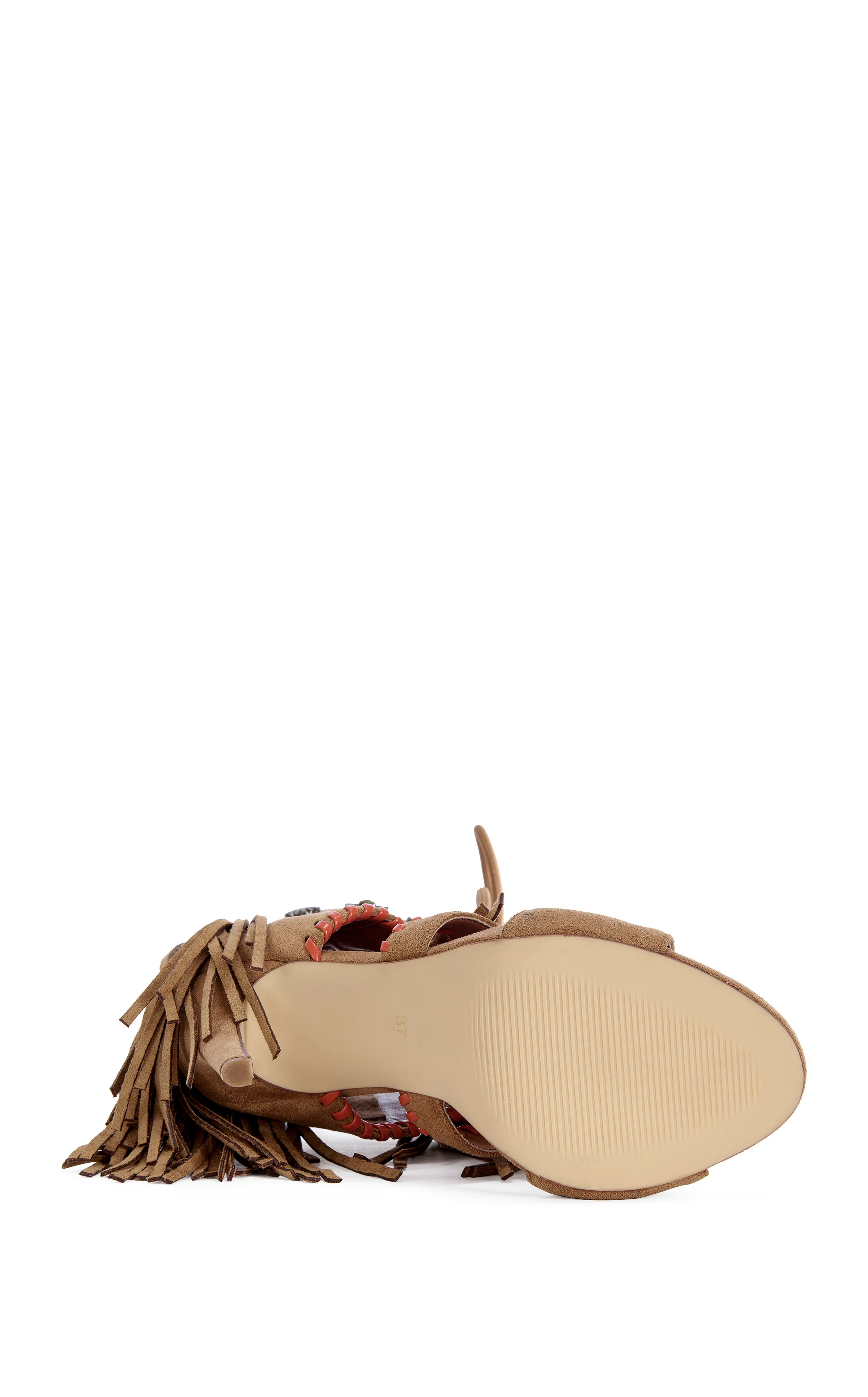 SALGADO-TAN FRINGE STILETTO GLADIATOR SANDAL - Image 5