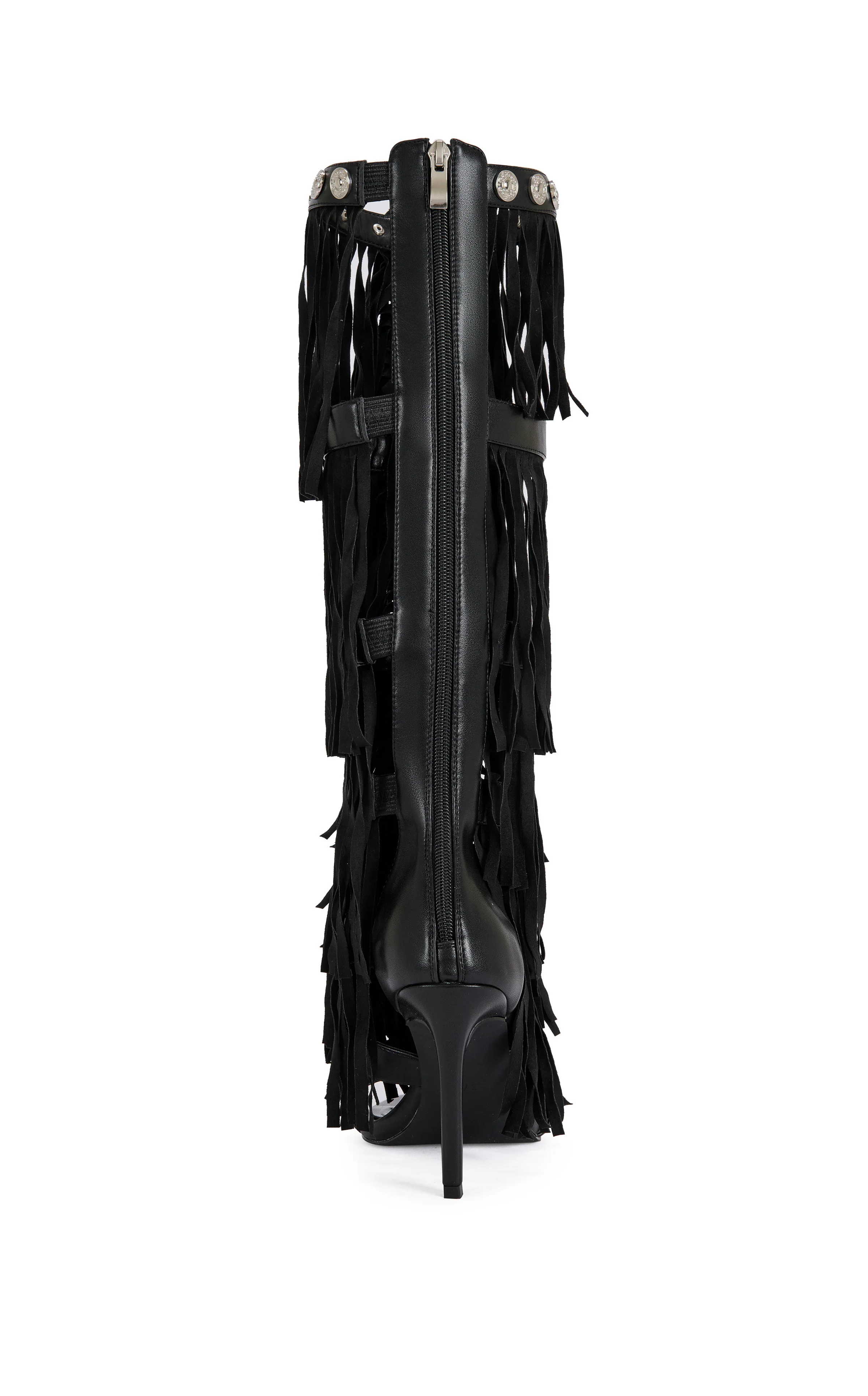 SAMEYA-BLACK FRINGE GLADIATOR SANDAL BOOT - Image 3