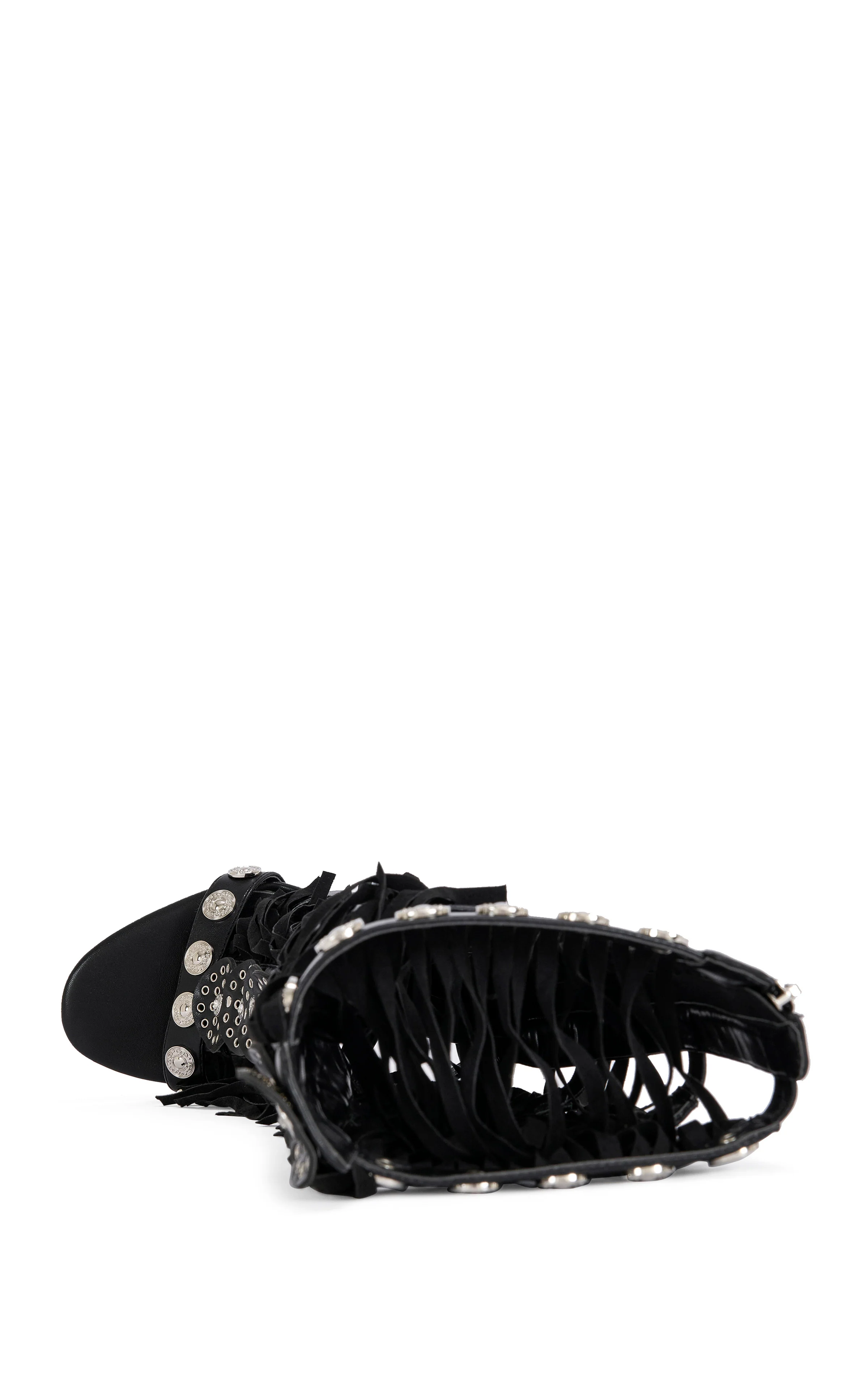 SAMEYA-BLACK FRINGE GLADIATOR SANDAL BOOT - Image 4