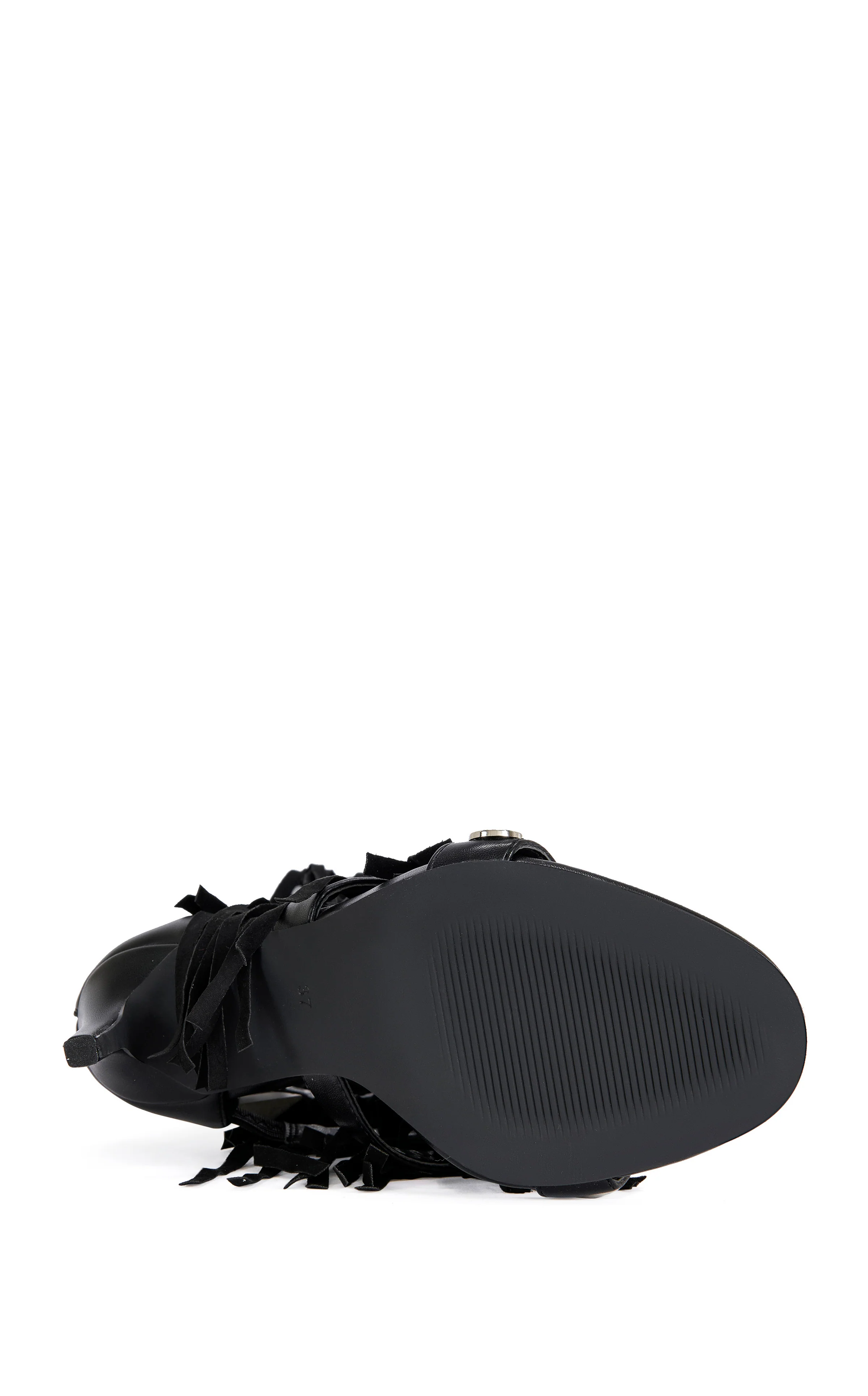 SAMEYA-BLACK FRINGE GLADIATOR SANDAL BOOT - Image 5