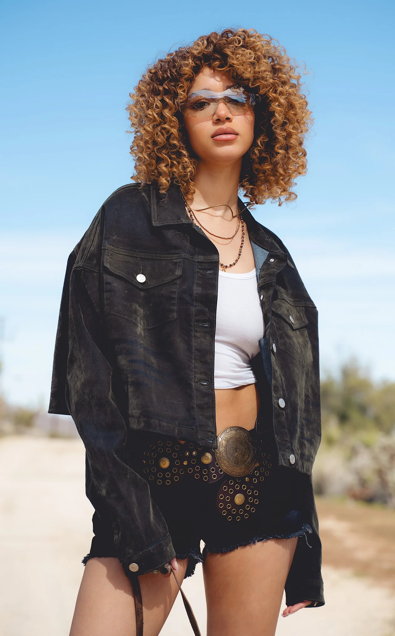 SAMPSON-OLIVE VELVET DENIM JACKET