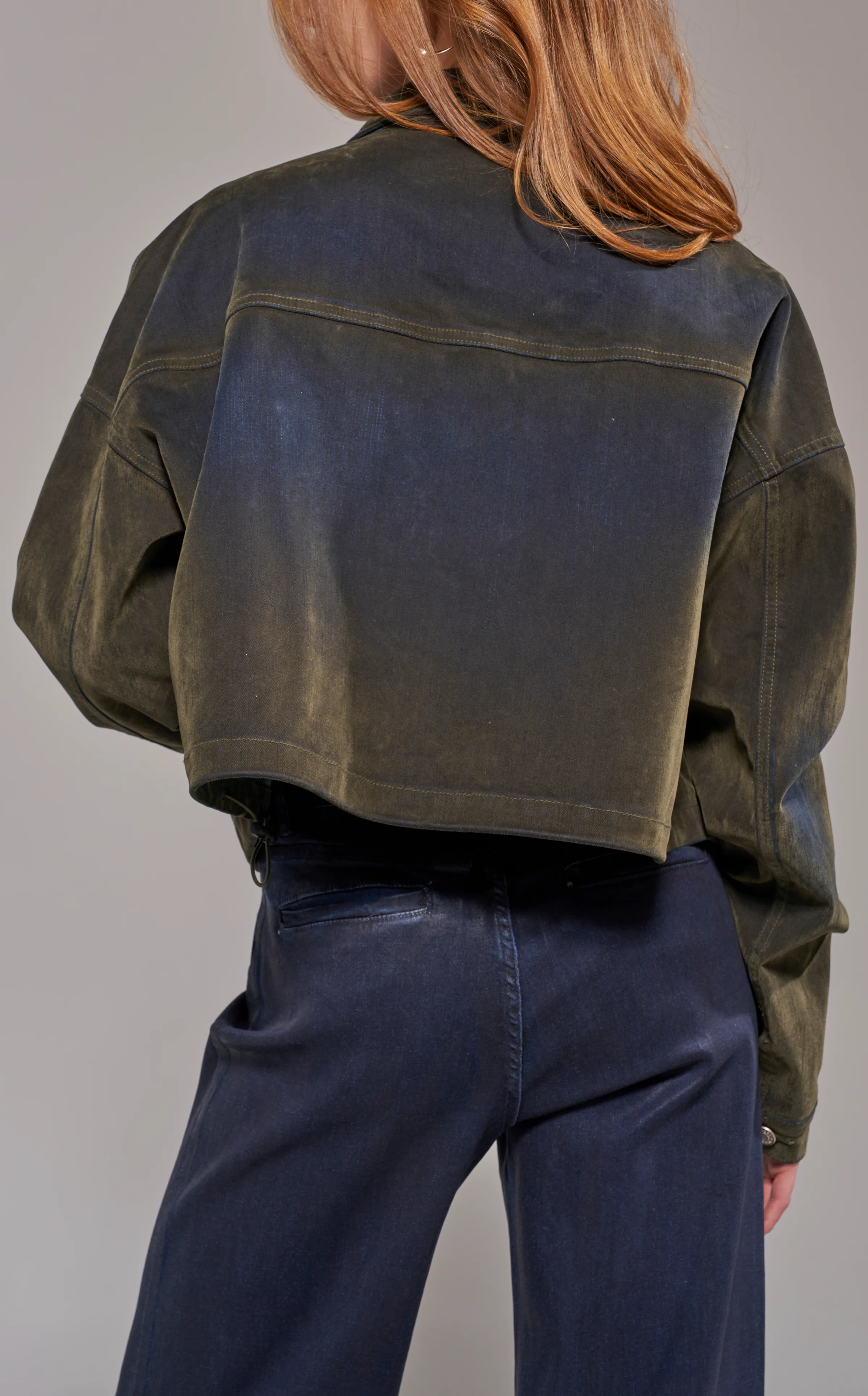 SAMPSON-OLIVE VELVET DENIM JACKET - Image 3