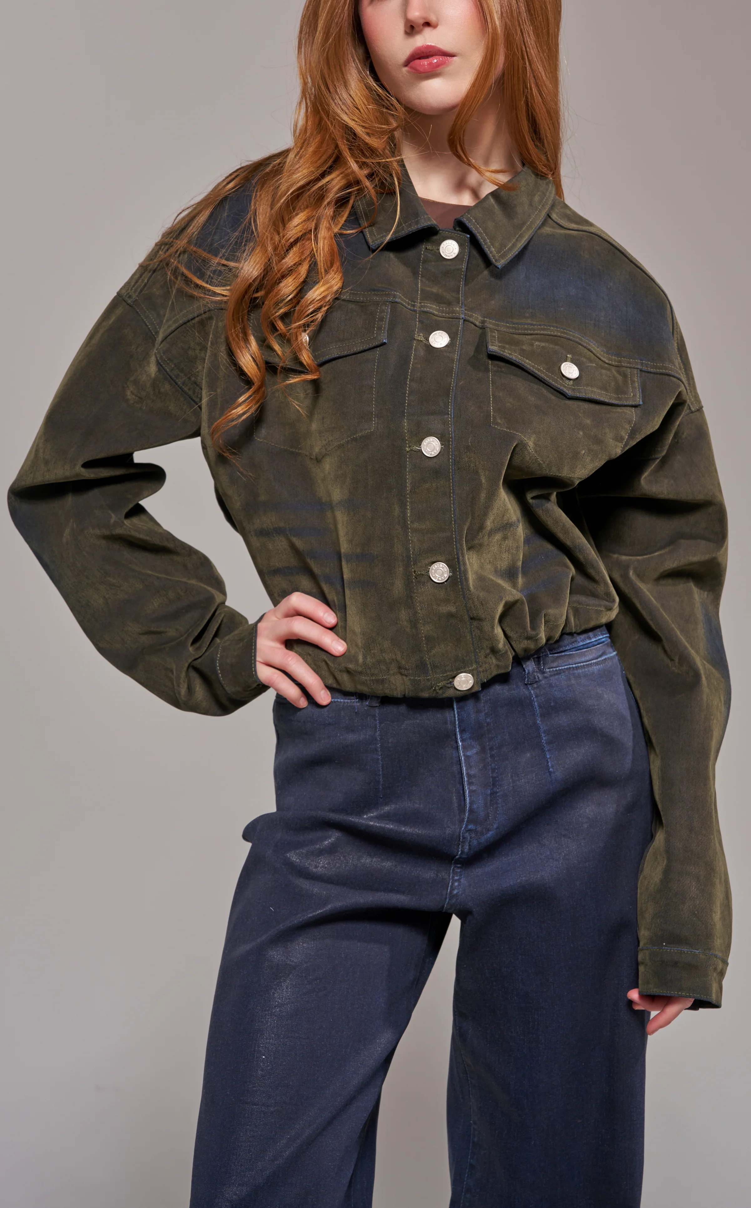 SAMPSON-OLIVE VELVET DENIM JACKET - Image 6
