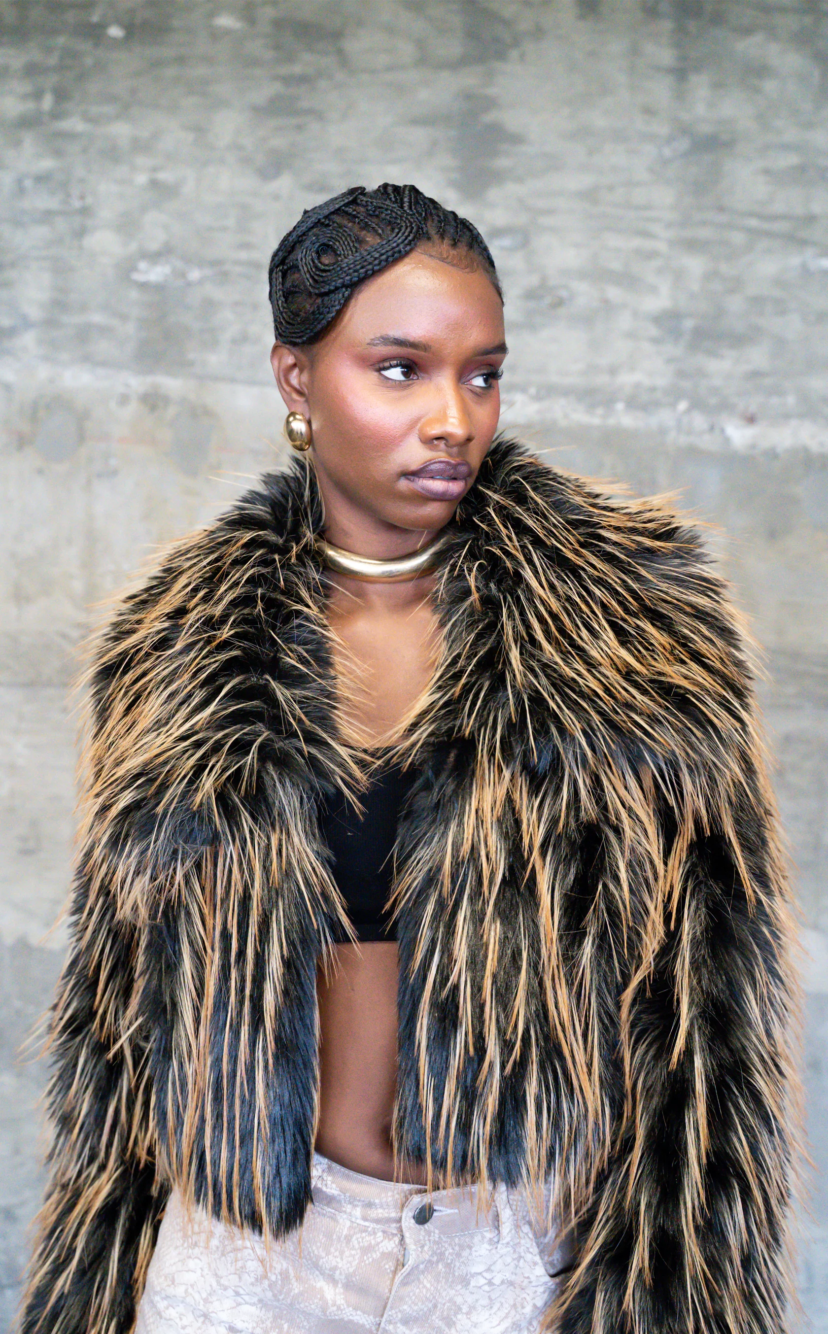 SAOIRSE-BROWNBLACK FAUX FUR JACKET - Image 2