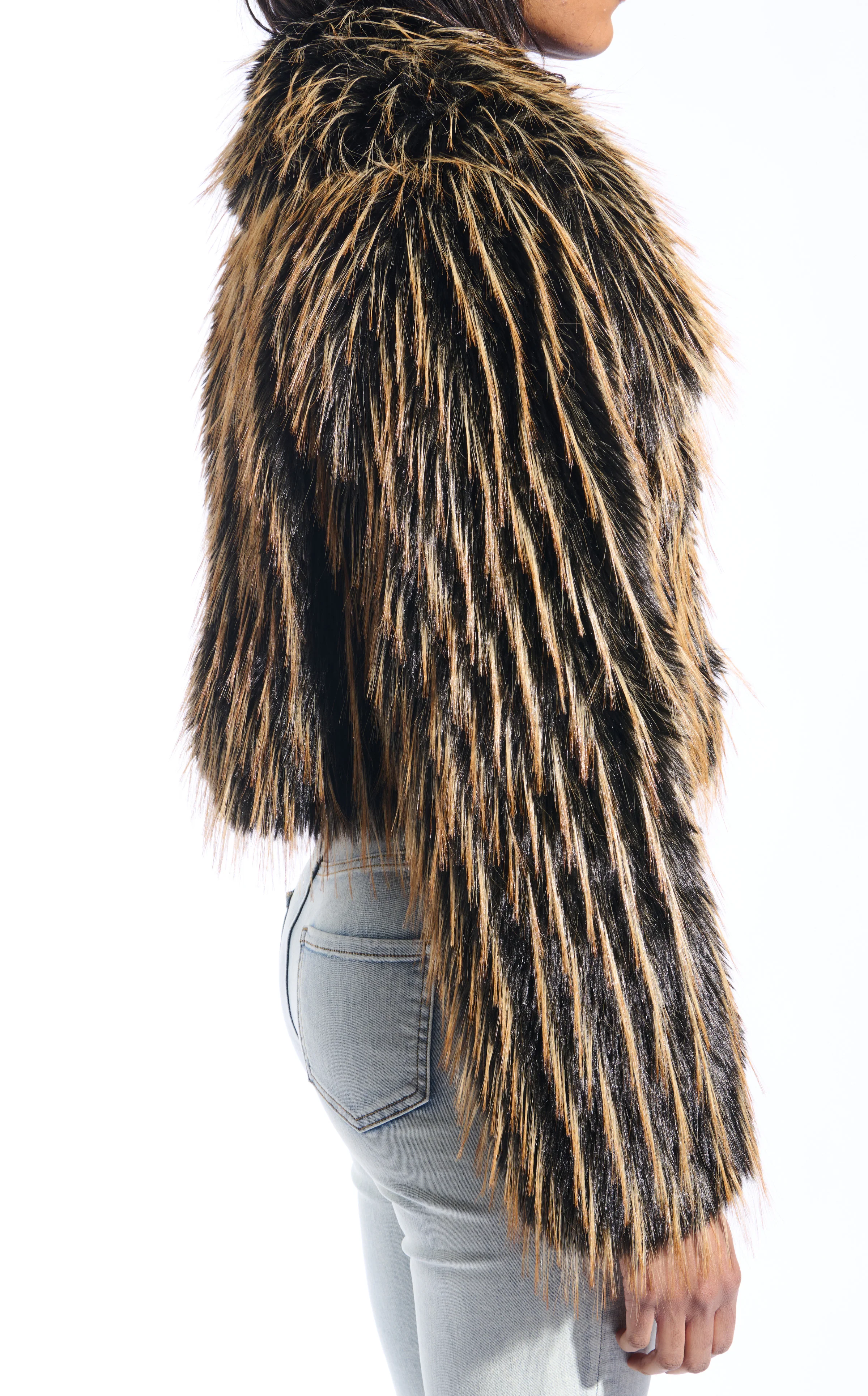 SAOIRSE-BROWNBLACK FAUX FUR JACKET - Image 3