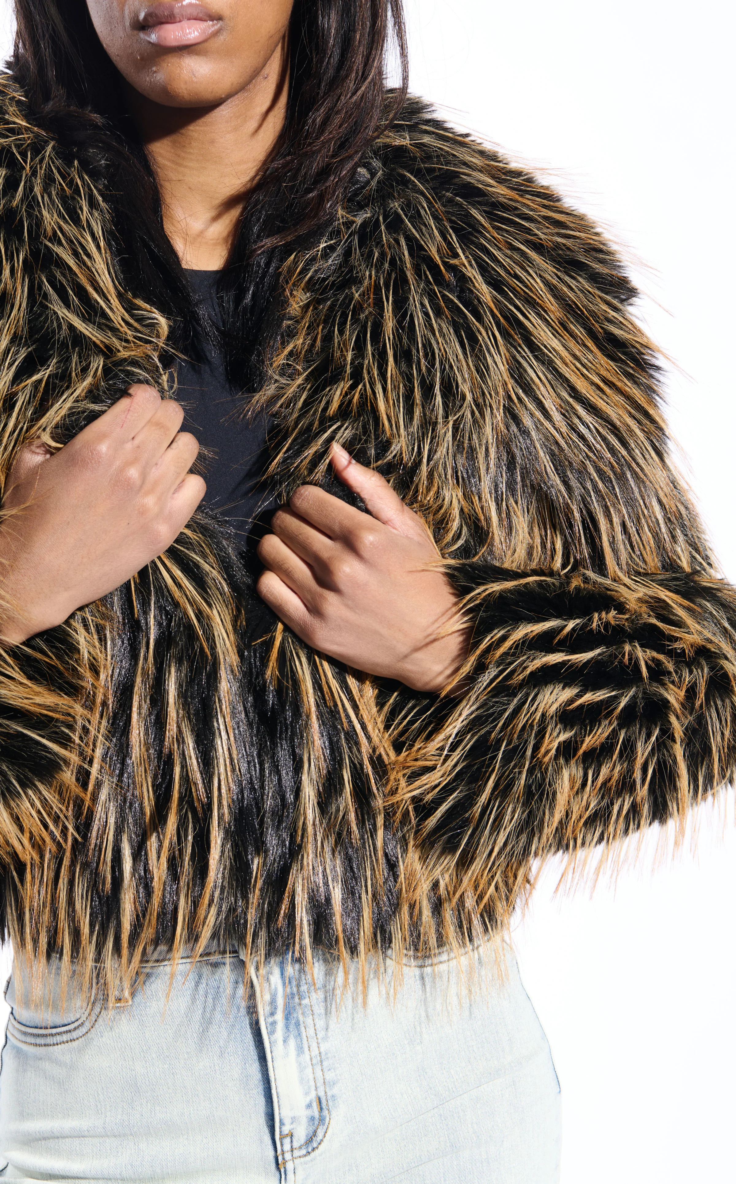 SAOIRSE-BROWNBLACK FAUX FUR JACKET - Image 5