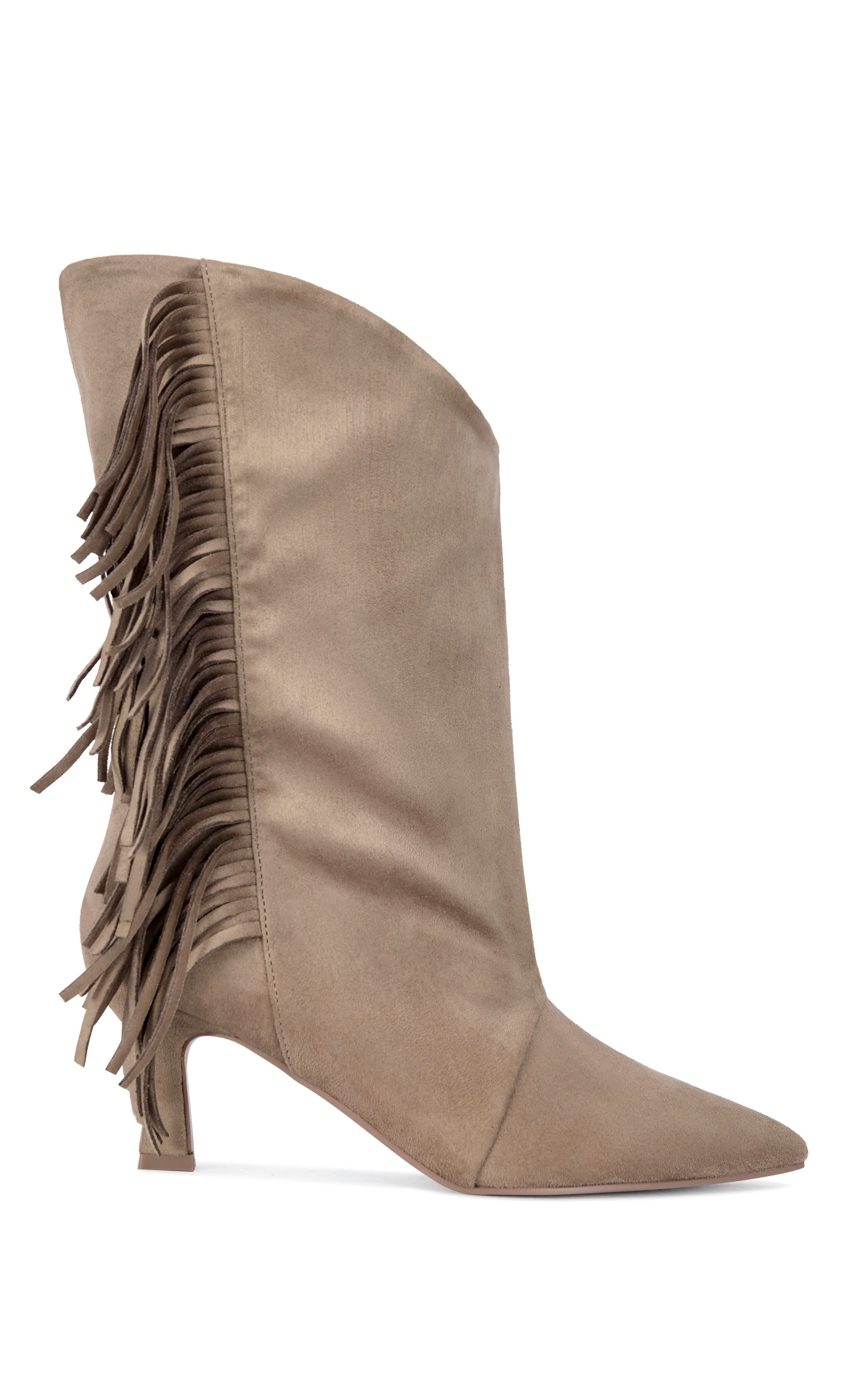 SARIAH-TAUPE FRINGE BOOTIE - Image 2