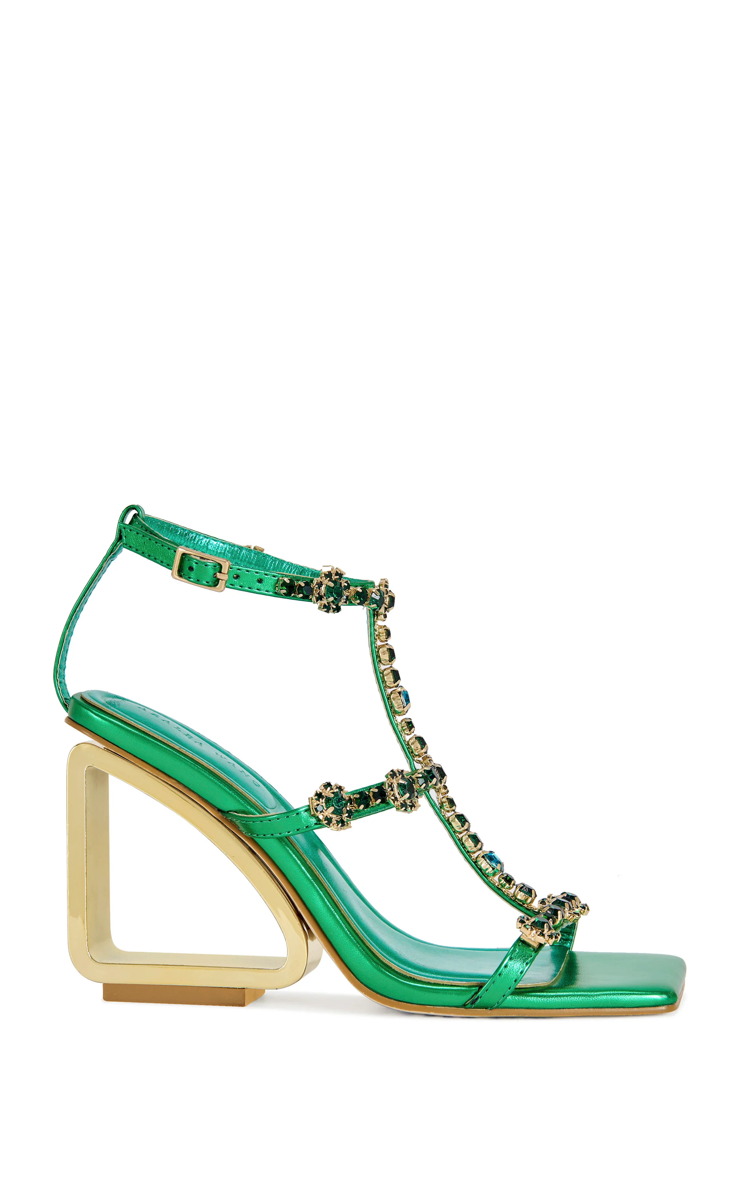 SCHANTELLE-GREEN JEWELED WEDGE SANDAL