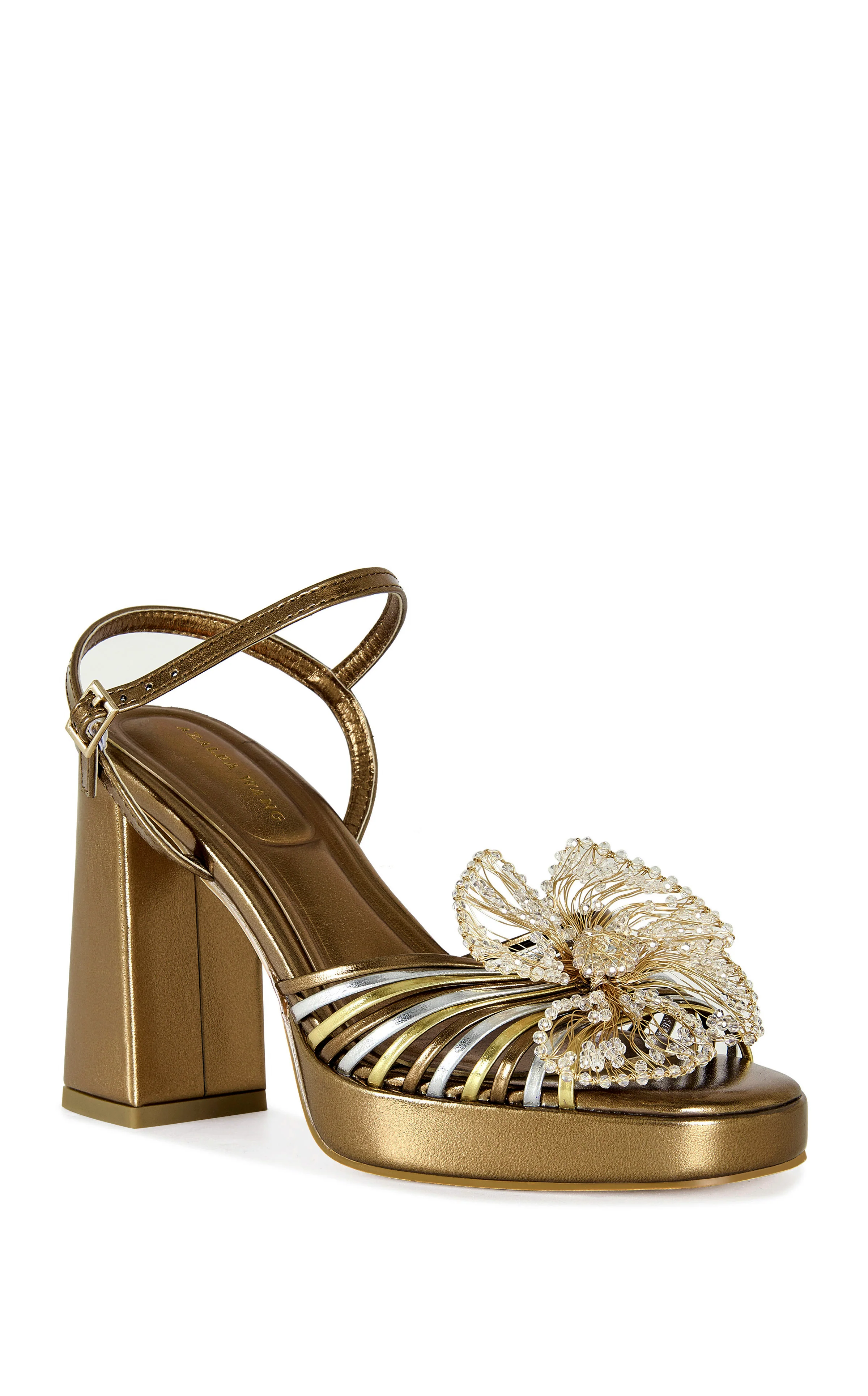 SERAPHINA-BRONZE FLORAL BLOCK SANDAL - Image 2