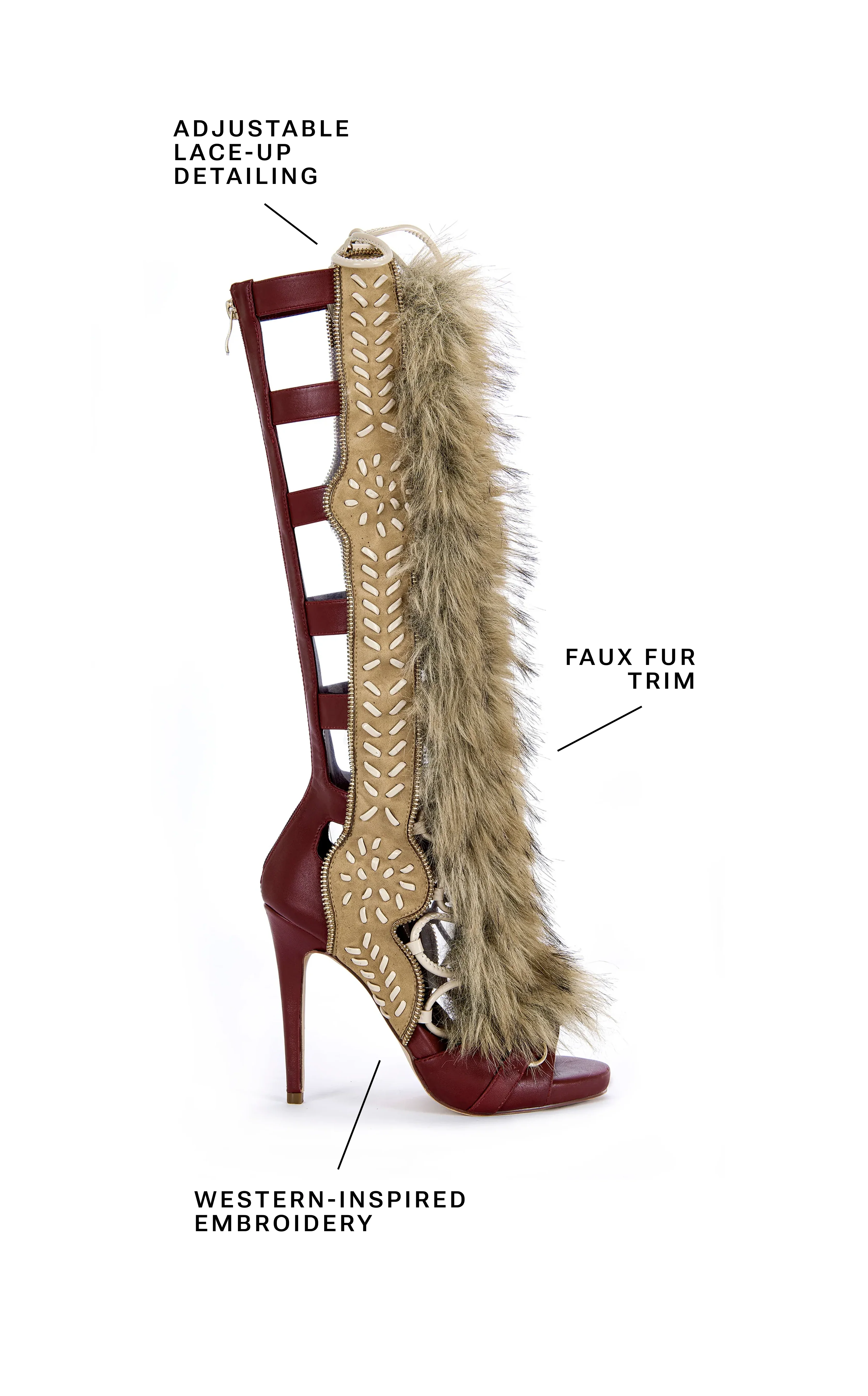 SHAINE-MULTI FAUX FUR GLADIATOR SANDAL BOOT - Image 6