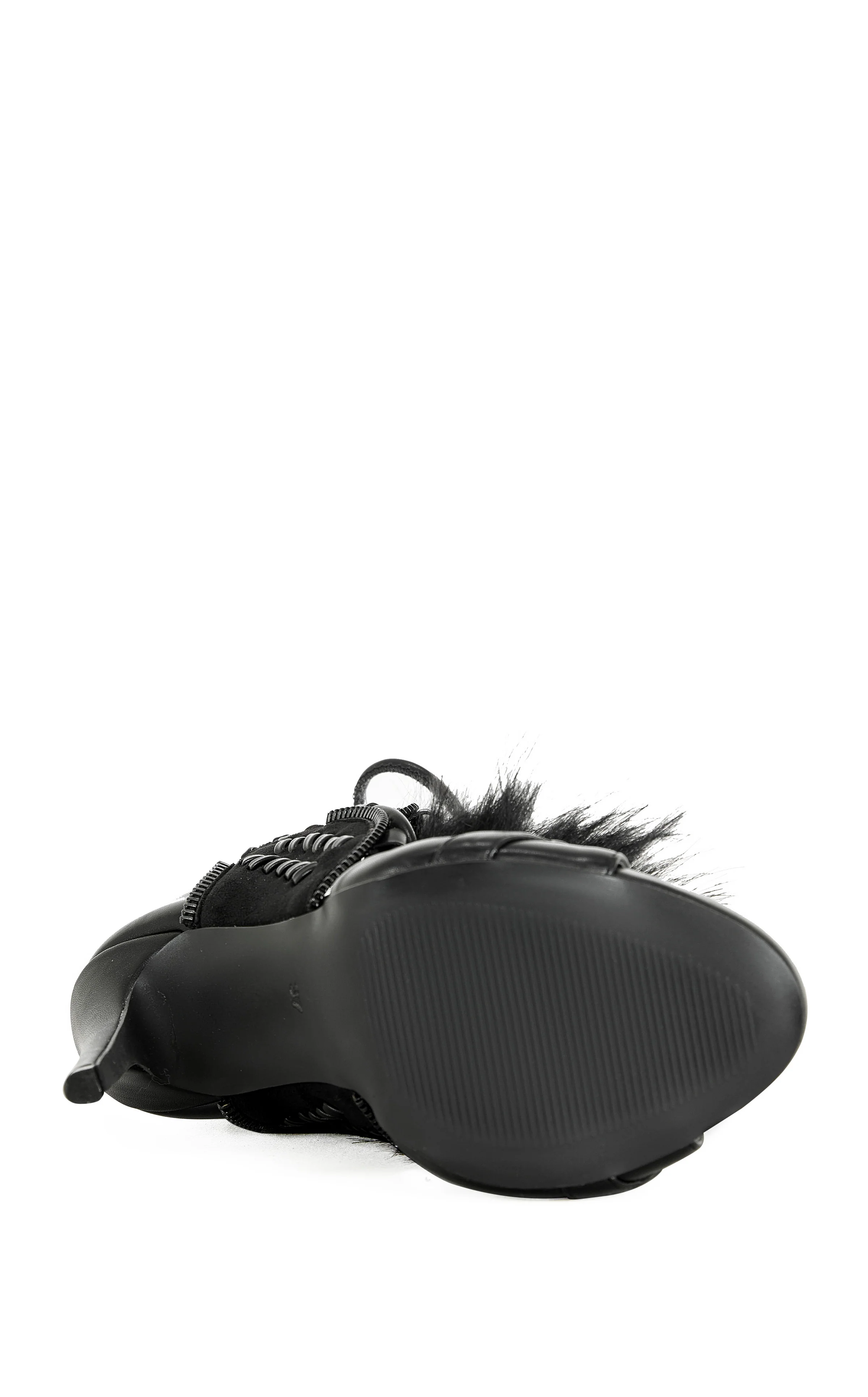 SHAINY-BLACK FAUX FUR GLADIATOR SANDAL BOOTIE - Image 5