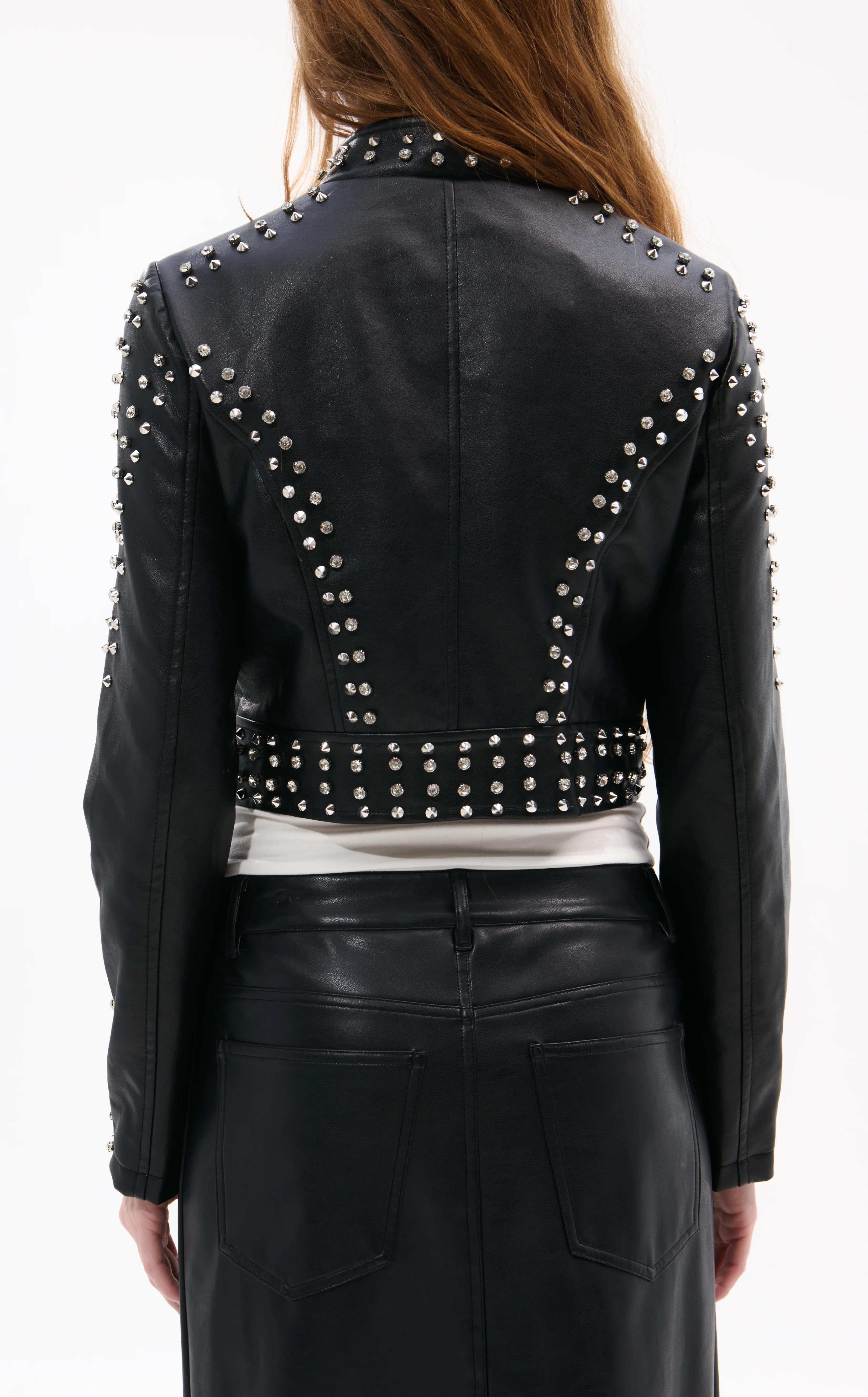 SILVIA-NEW-BLK CRYSTAL MOTO JACKET - Image 3