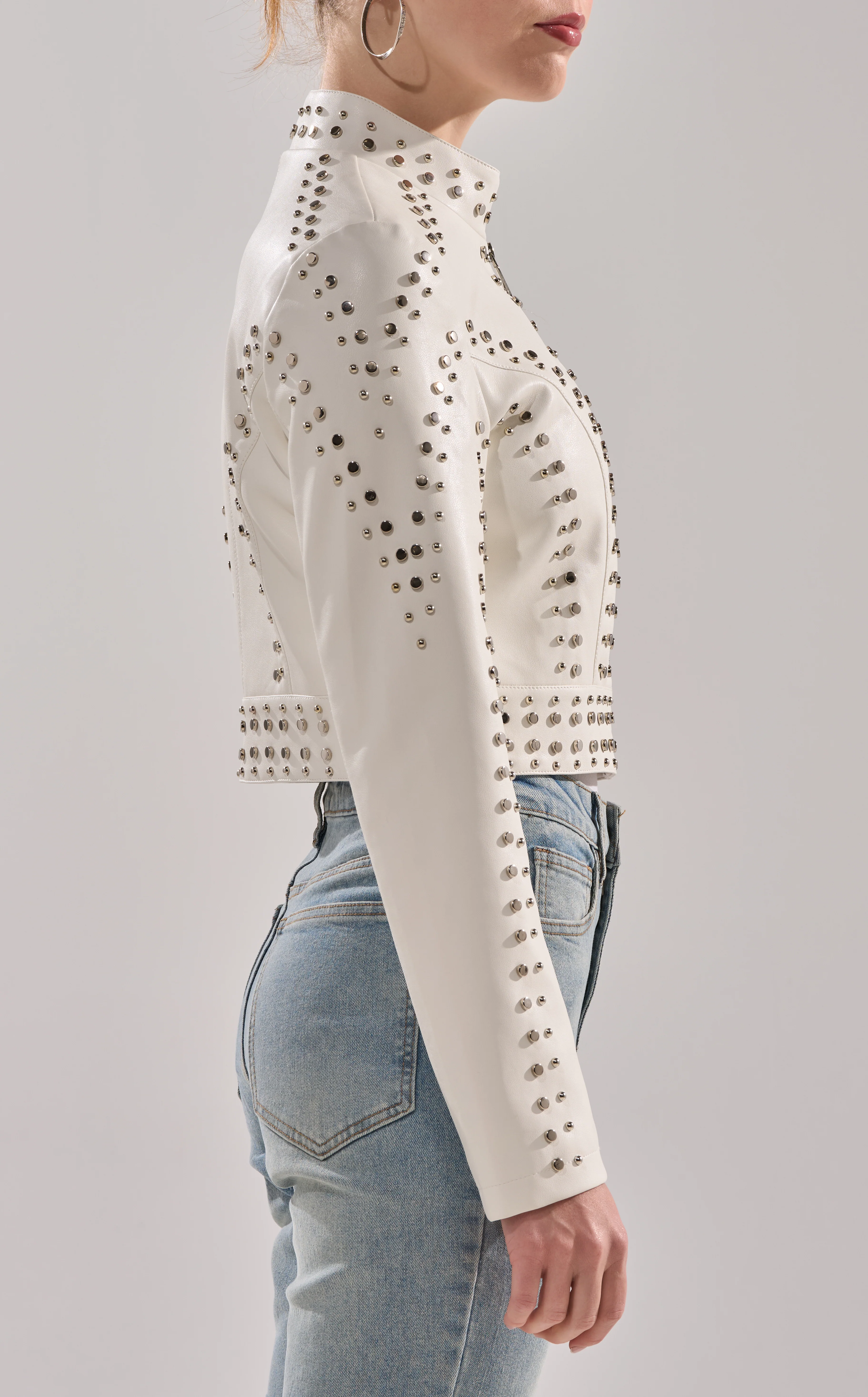 SILVINA-WHITE BUTTER LEATHER MOTO JACKET - Image 3
