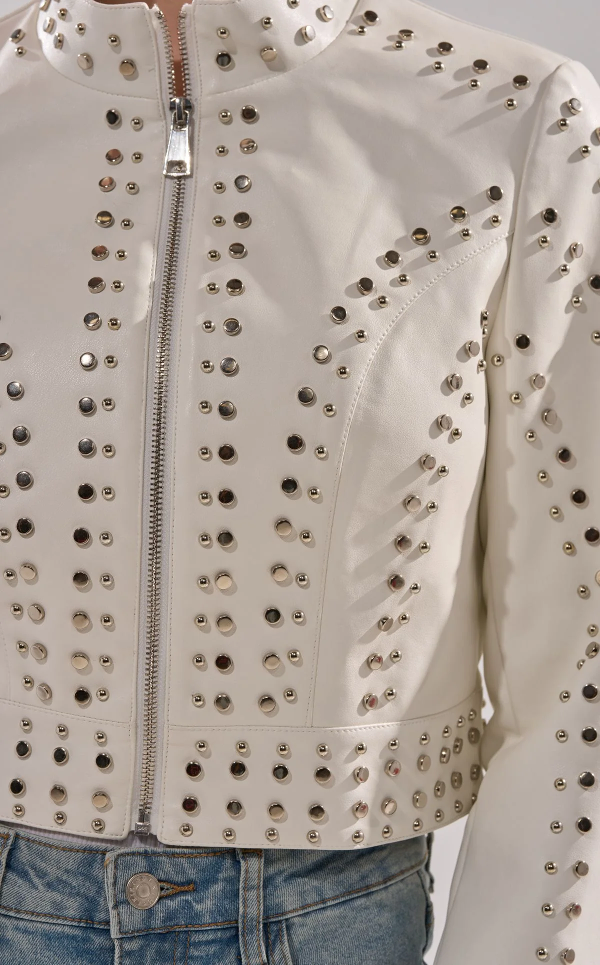 SILVINA-WHITE BUTTER LEATHER MOTO JACKET - Image 5