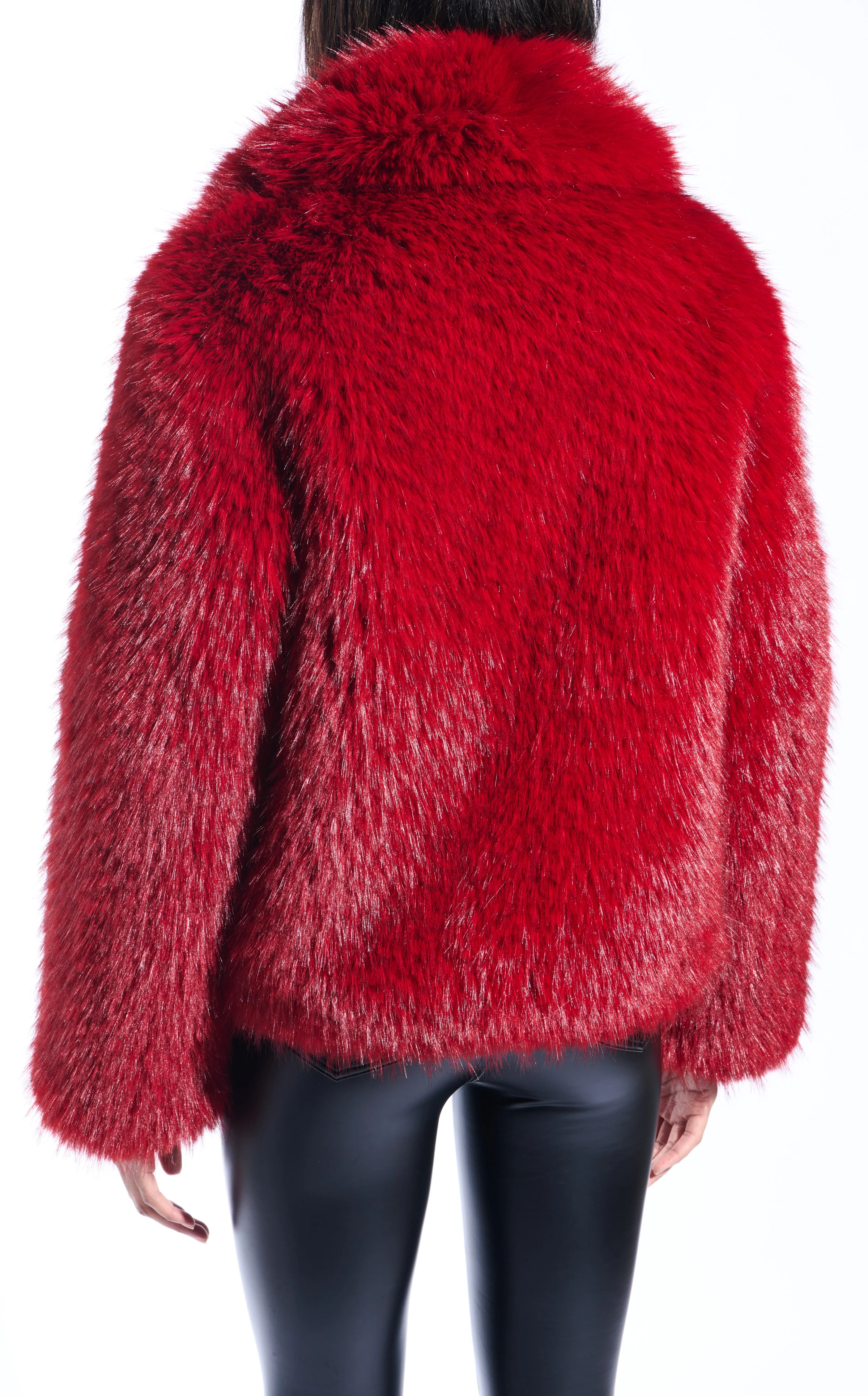 SIMONA-RED FAUX FUR JACKET - Image 3
